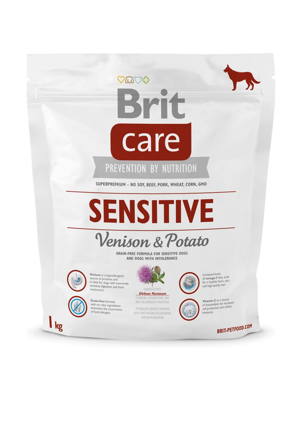 Сухой корм для собак с чувствительным пищеварением (оленина и картофель), 1 кг Brit Care (199391496)