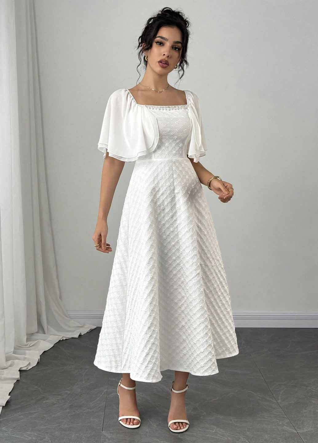 Білий святковий, вечірня сукня кльош SHEIN однотонна