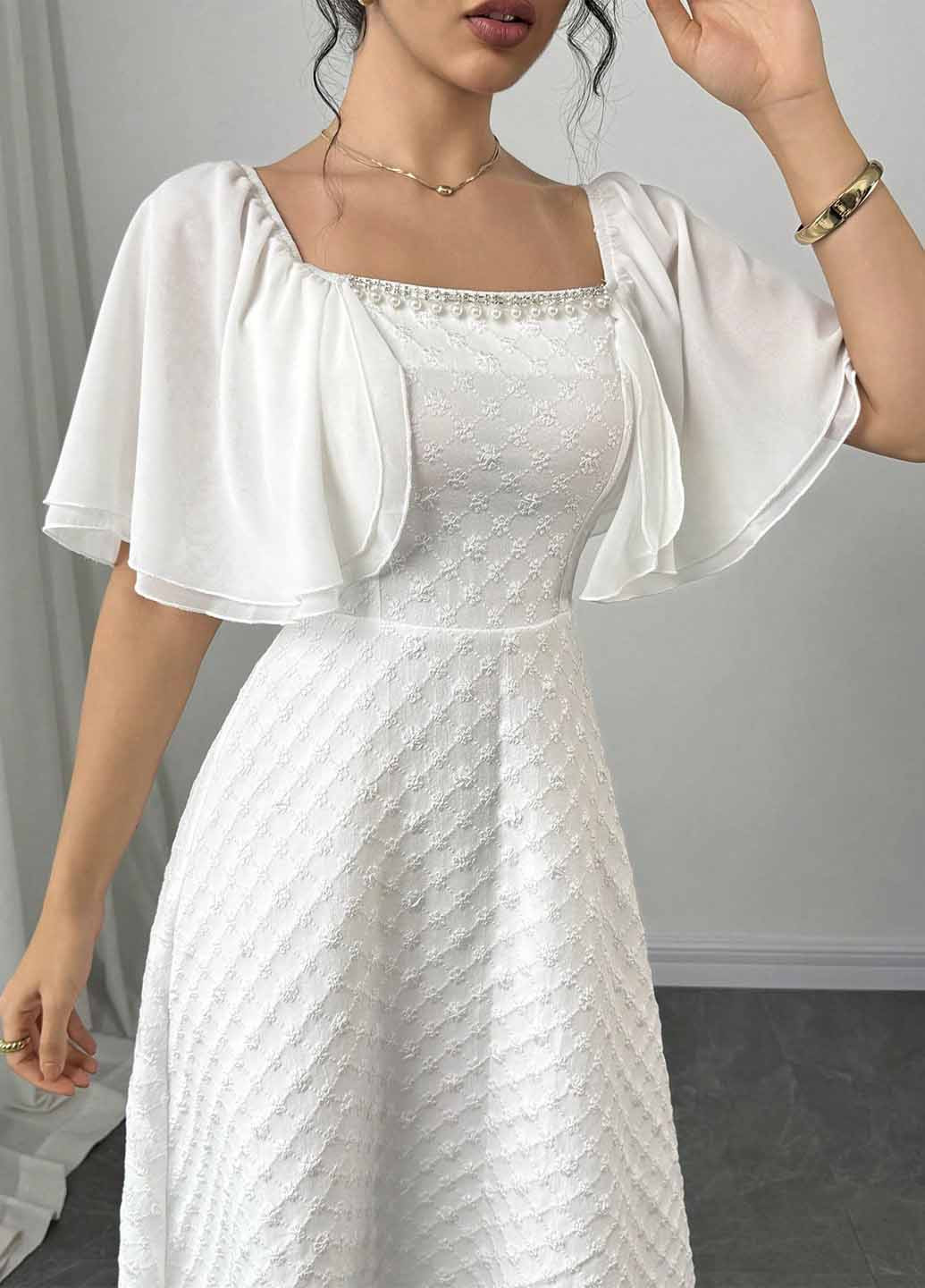 Білий святковий, вечірня сукня кльош SHEIN однотонна