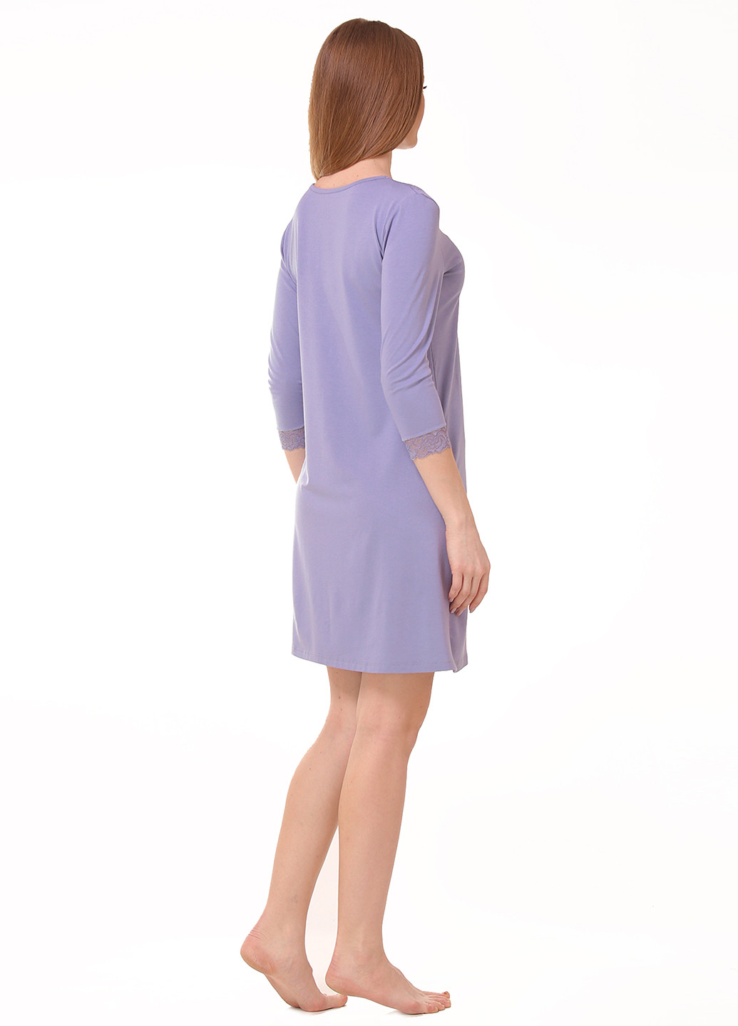 Нічна сорочка Kosta однотонна фіолетова домашня трикотаж, віскоза