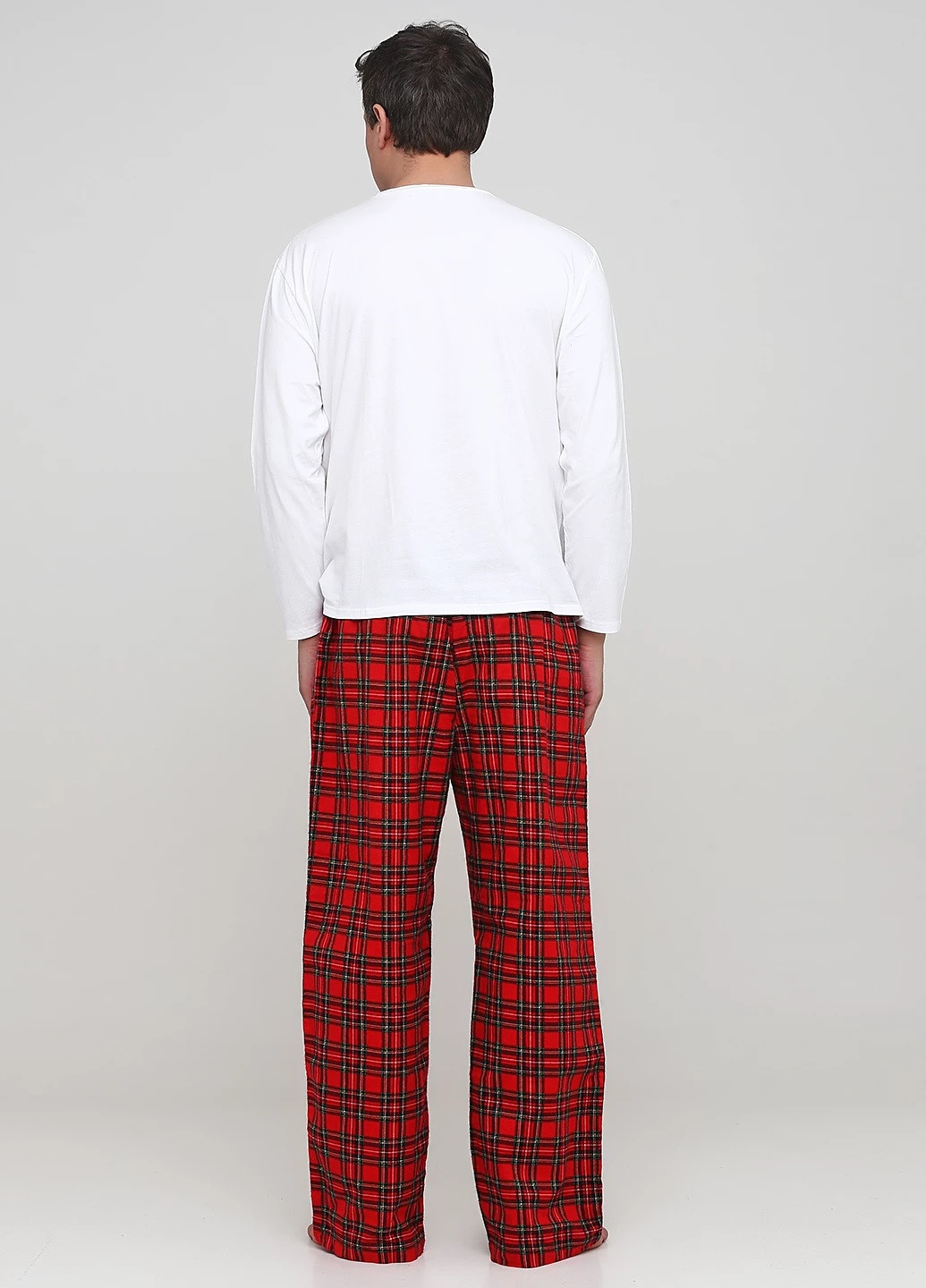 Пижама (лонгслив, брюки) Signature Collection лонгслив + брюки новогодняя красная домашняя фланель, хлопок