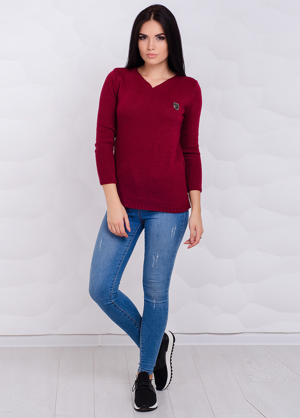 Бордовый зимний пуловер пуловер Larionoff