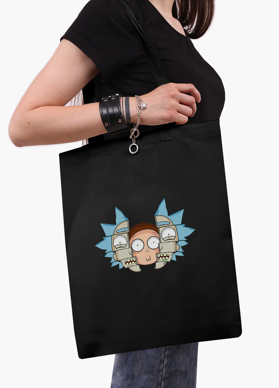 Еко сумка шоппер черная Рик и Морти (Rick and Morty) на молнии (9227-2068-BKZ) MobiPrint (236265402)
