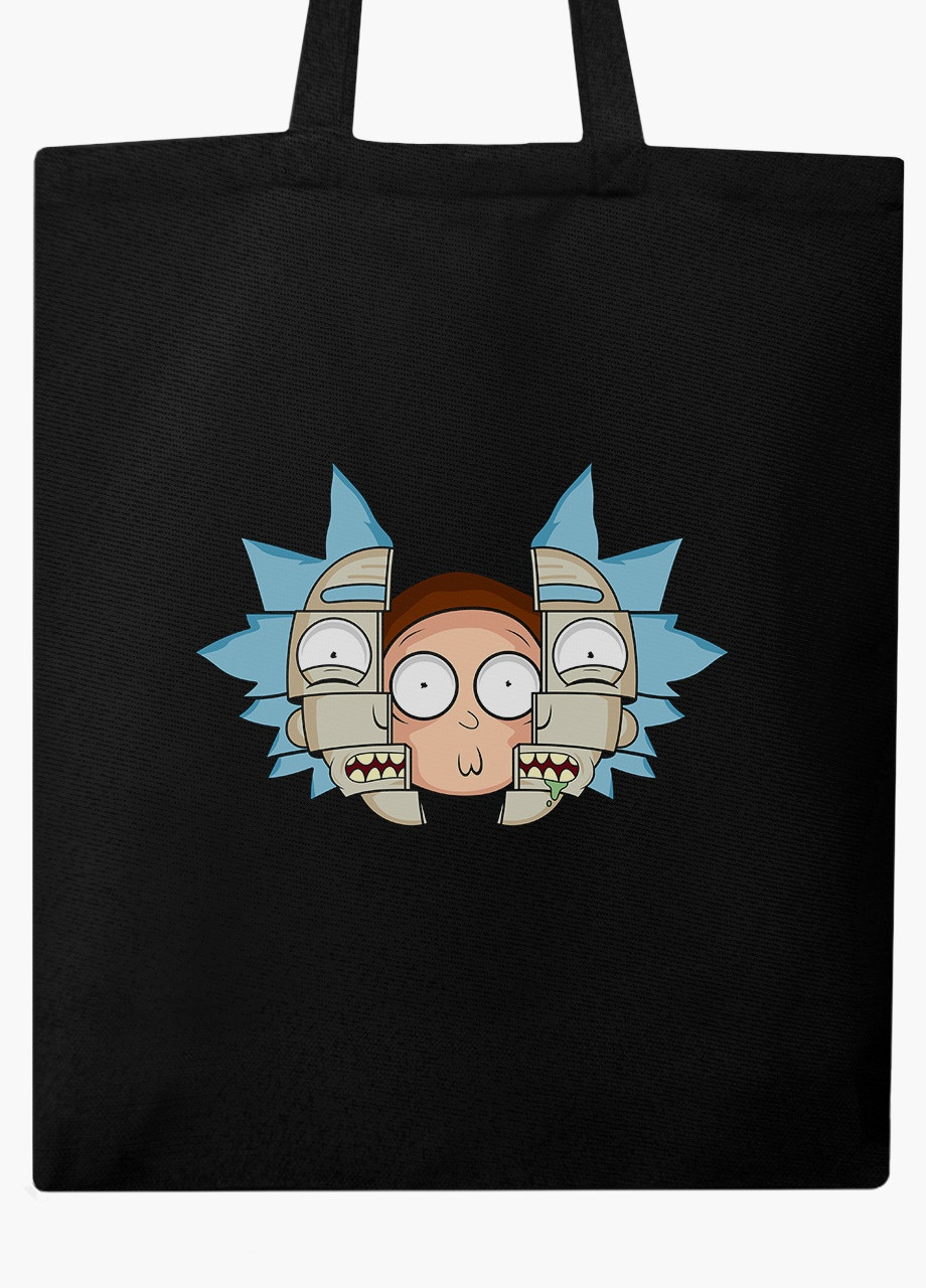 Еко сумка шоппер черная Рик и Морти (Rick and Morty) на молнии (9227-2068-BKZ) MobiPrint (236265402)