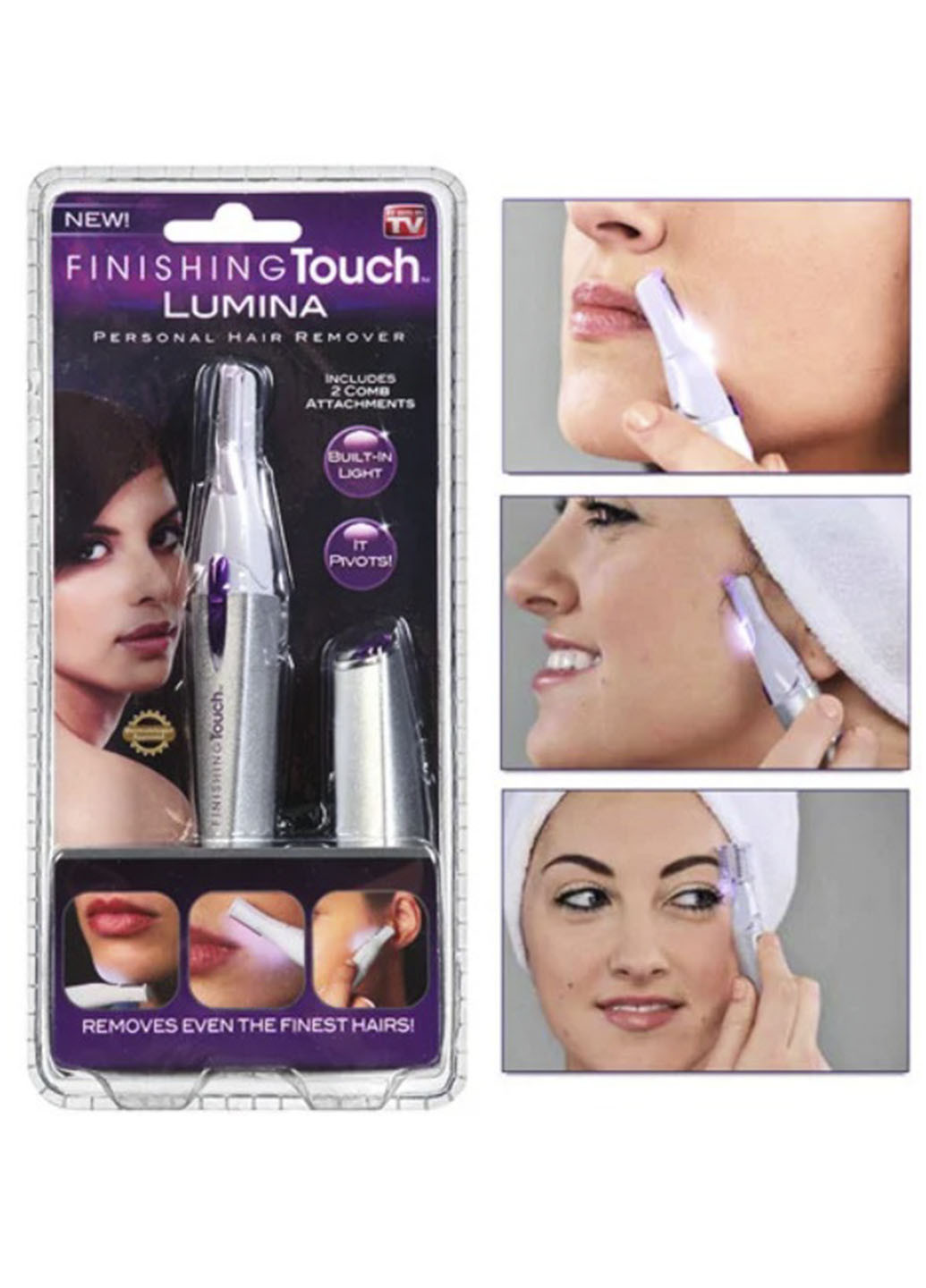 Триммер женский Finishing Touch Lumina 1025 для удаления нежелательных волос Серебряный XO (253319078)