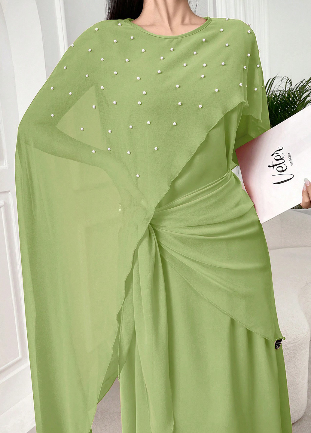 Салатовое праздничный платье силуэтная SHEIN однотонное