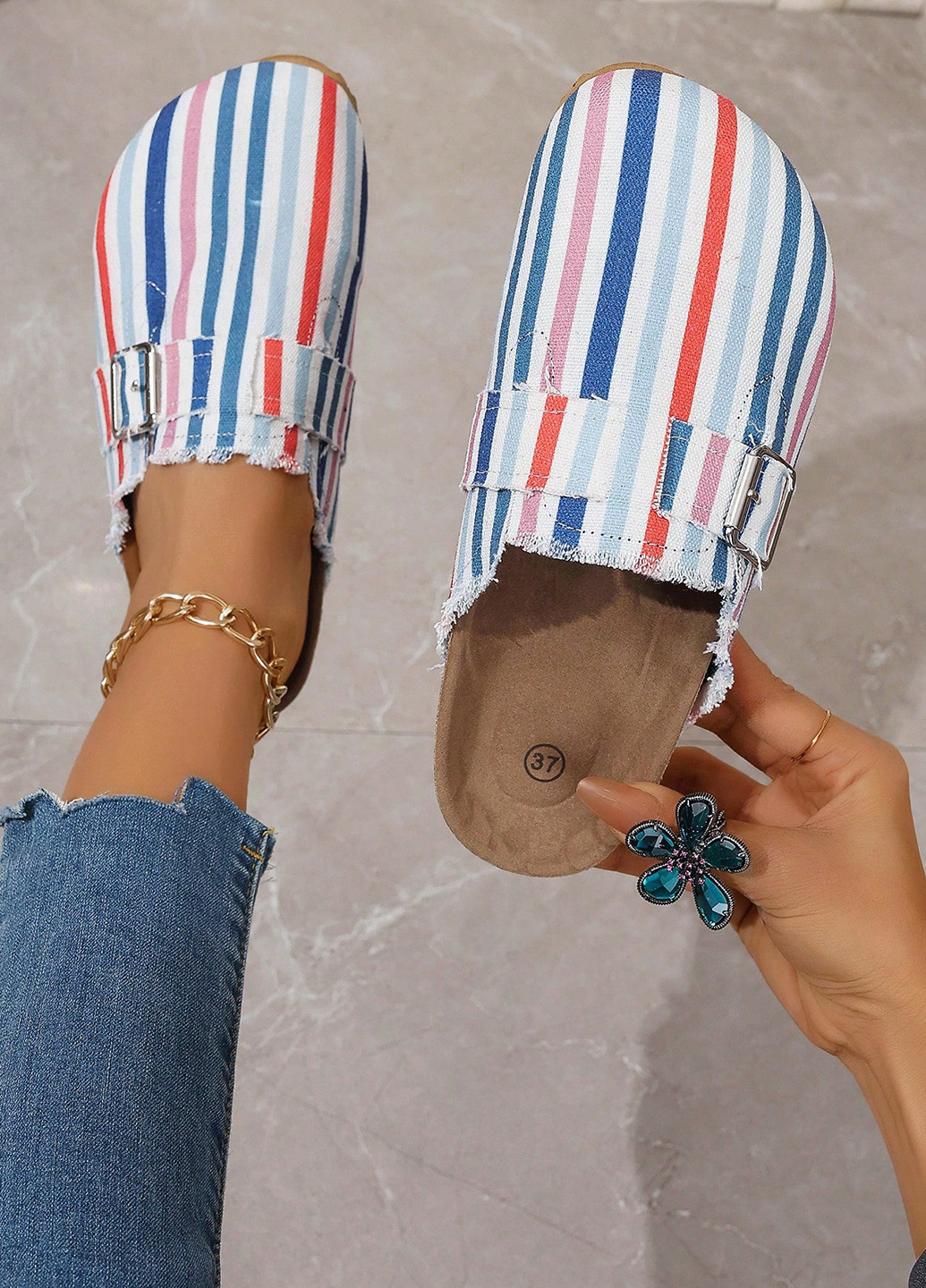 Цветные туфли SHEIN без каблука с бахромой