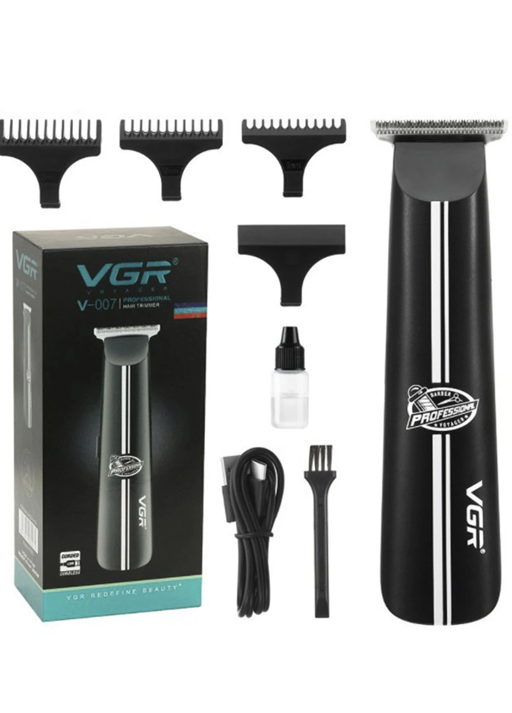 Акумуляторна машинка для стрижки бороди та вусів V 007 4 насадки VGR (252404977)