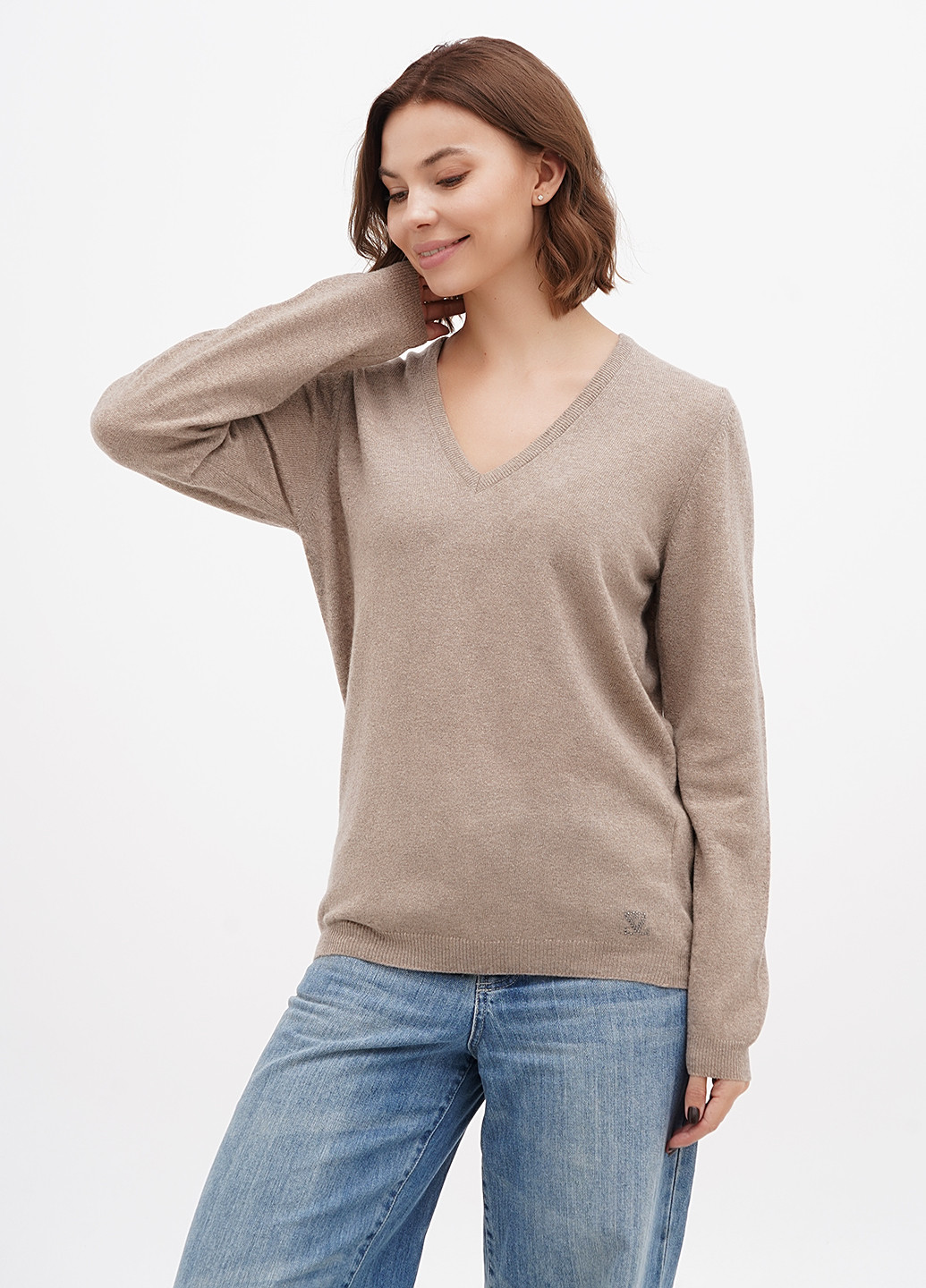 Светло-коричневый демисезонный пуловер пуловер Sassofono