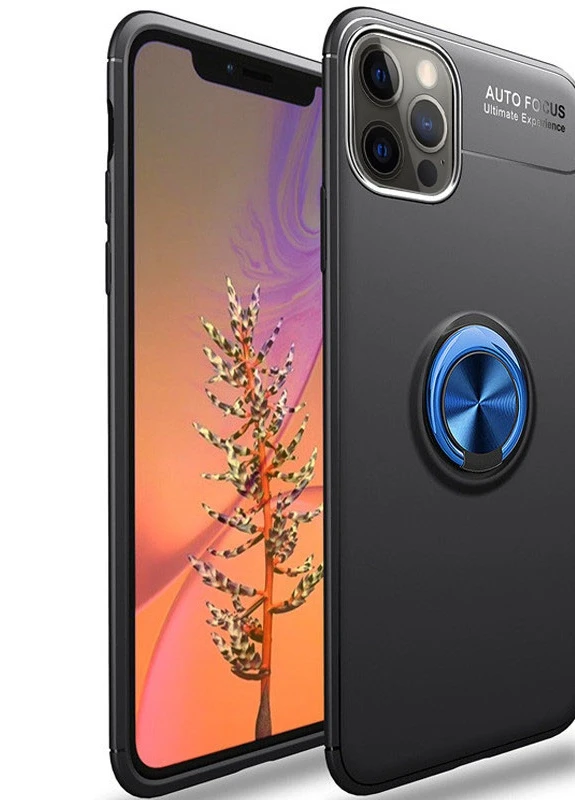 TPU чохол ColorRing під магнітний тримач (opp) для Apple iPhone 12 Pro Max (6.7 ') Чорний / Синій (is_00000038442_4) Deen (229726518)