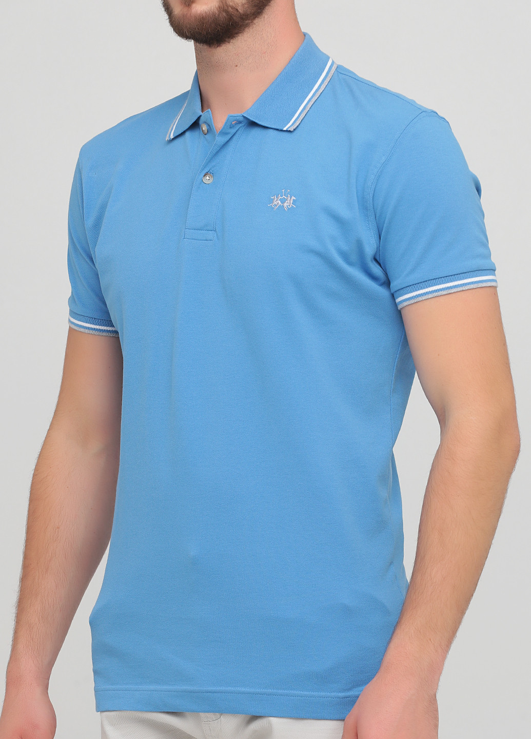 Голубой футболка-поло для мужчин La Martina однотонная