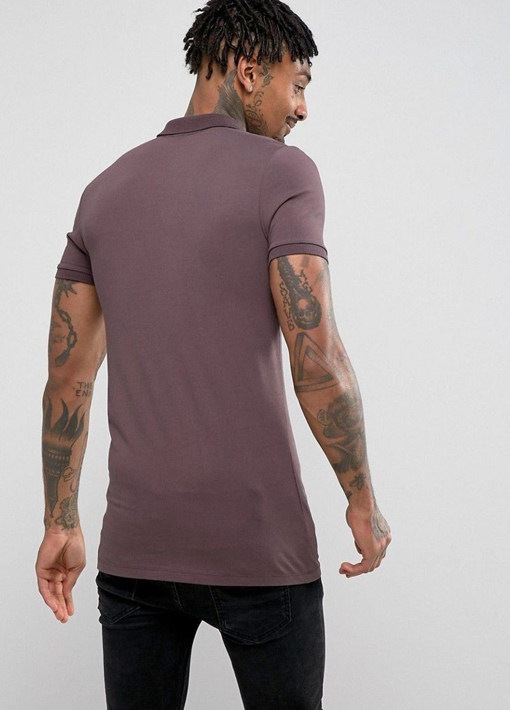 Сливовая футболка-поло для мужчин Asos однотонная