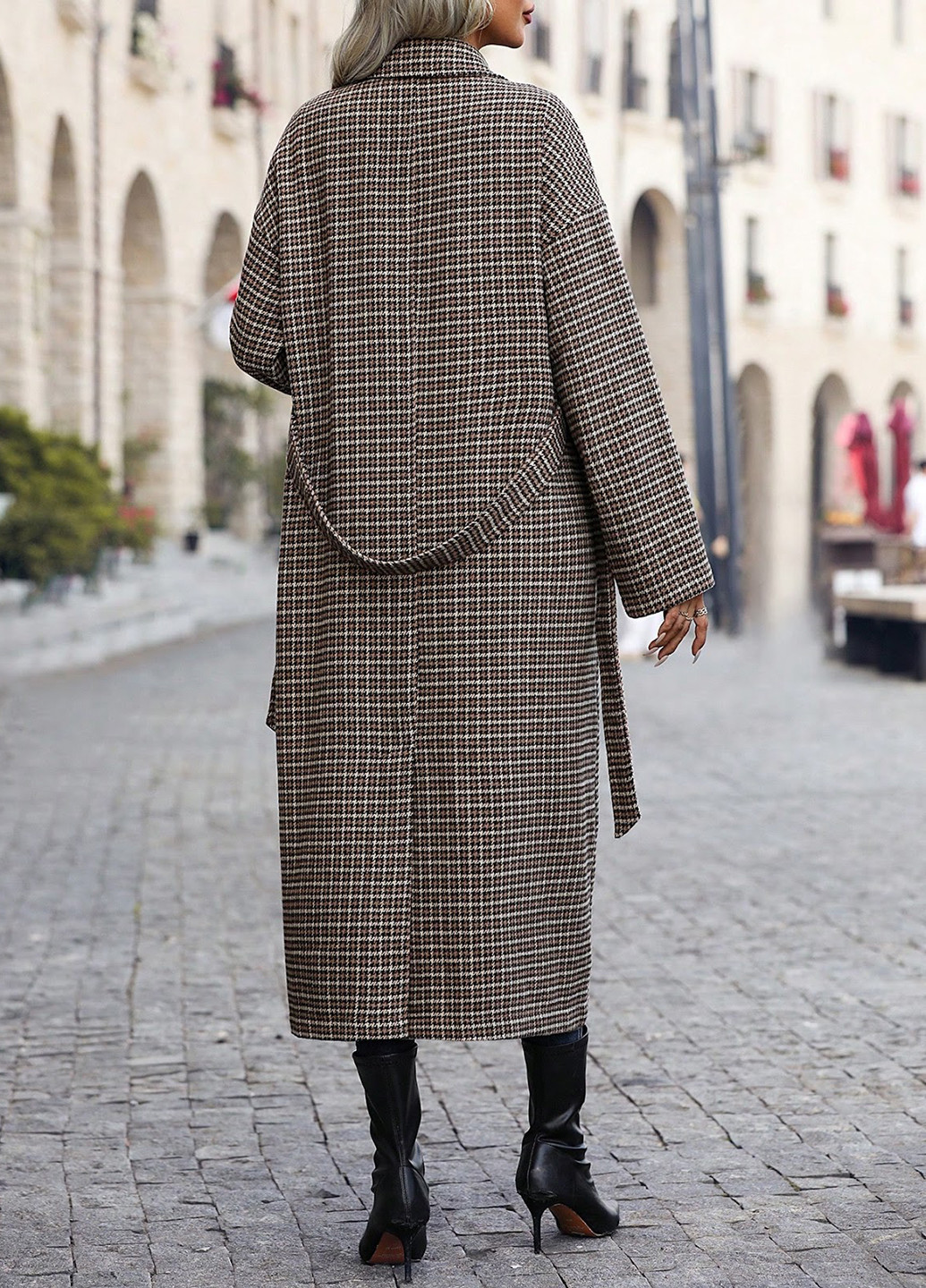 Сіро-коричневе демісезонне Пальто двобортне SHEIN