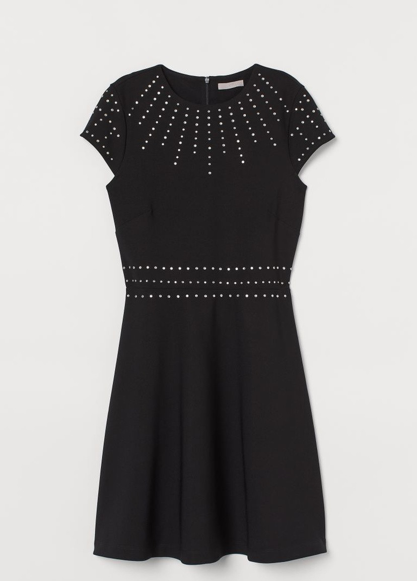Черное кэжуал платье со стразами H&M однотонное