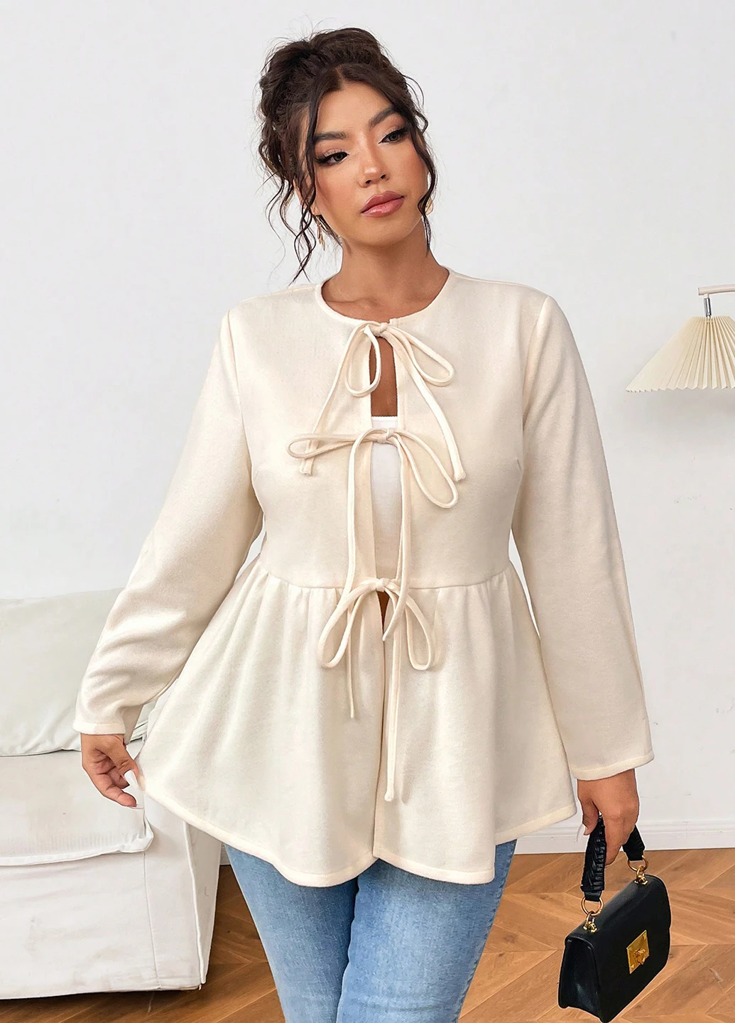 Кремовый демисезонный кардиган SHEIN