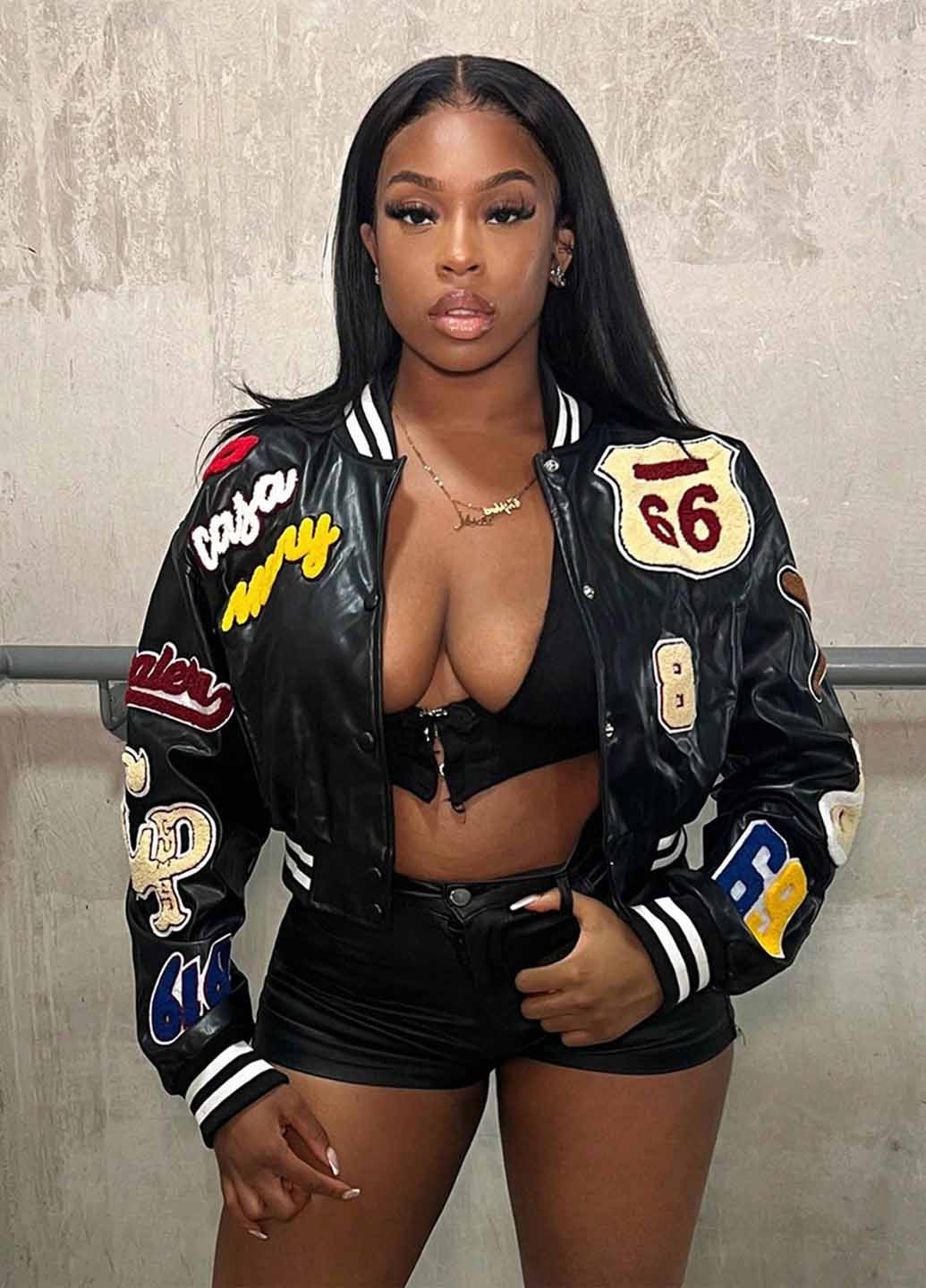 Бомбер SHEIN бейсбольный на кнопках (367194644)