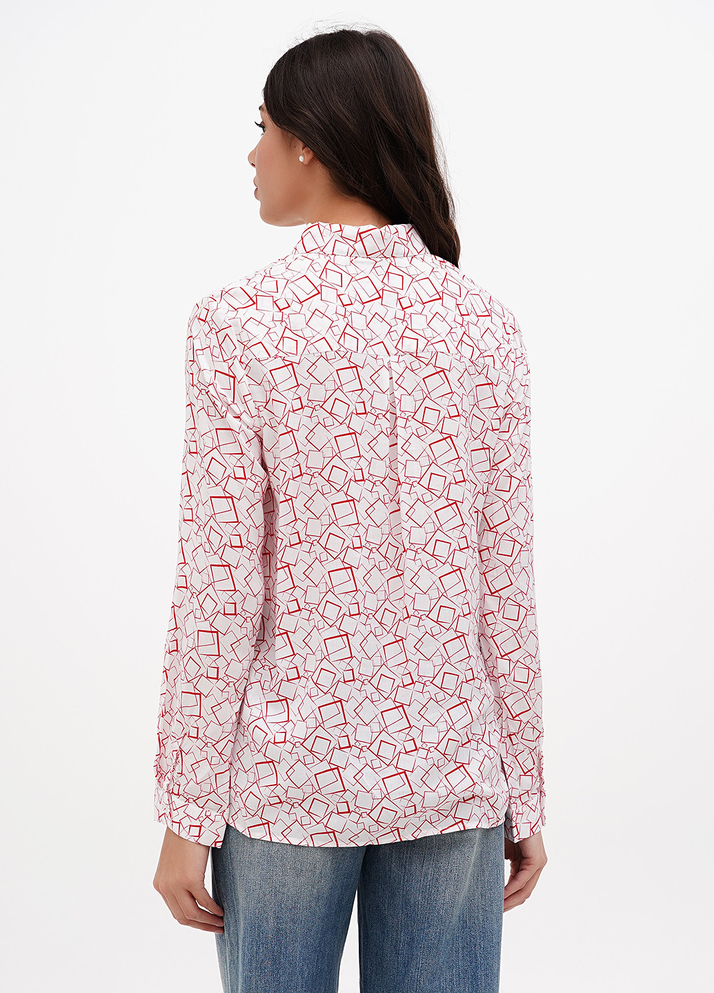 Белая кэжуал рубашка с геометрическим узором Sassofono Club