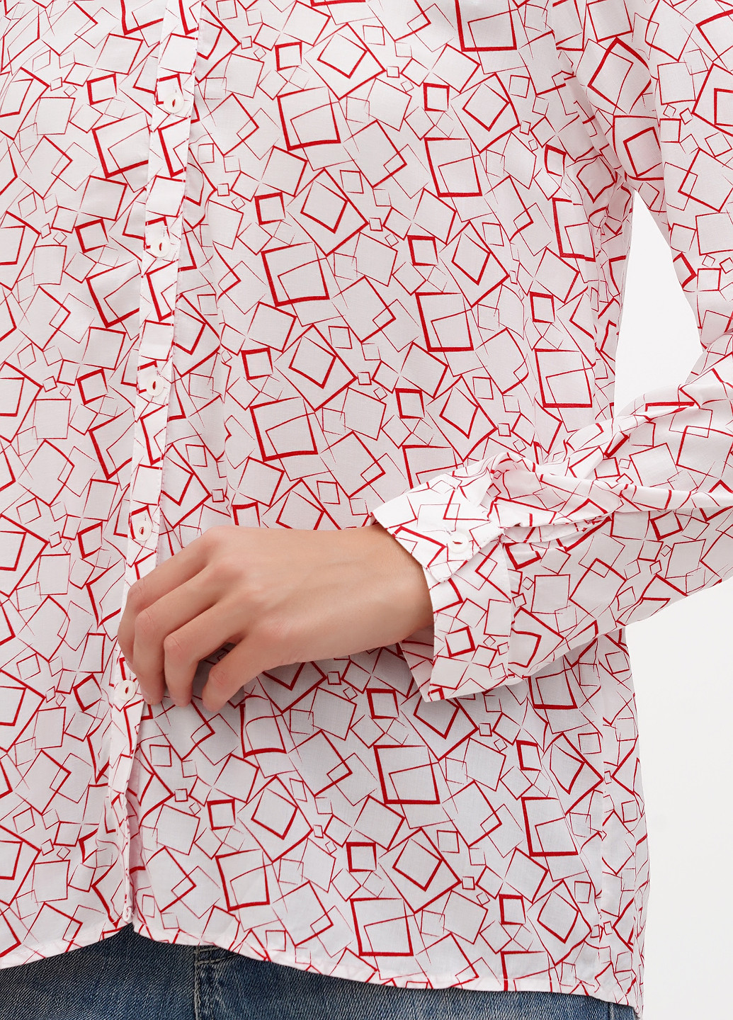 Белая кэжуал рубашка с геометрическим узором Sassofono Club