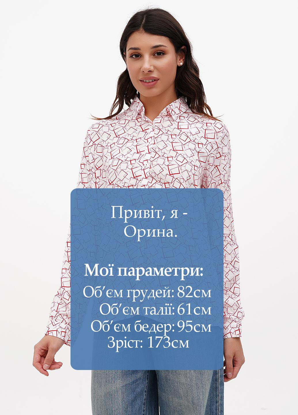 Белая кэжуал рубашка с геометрическим узором Sassofono Club