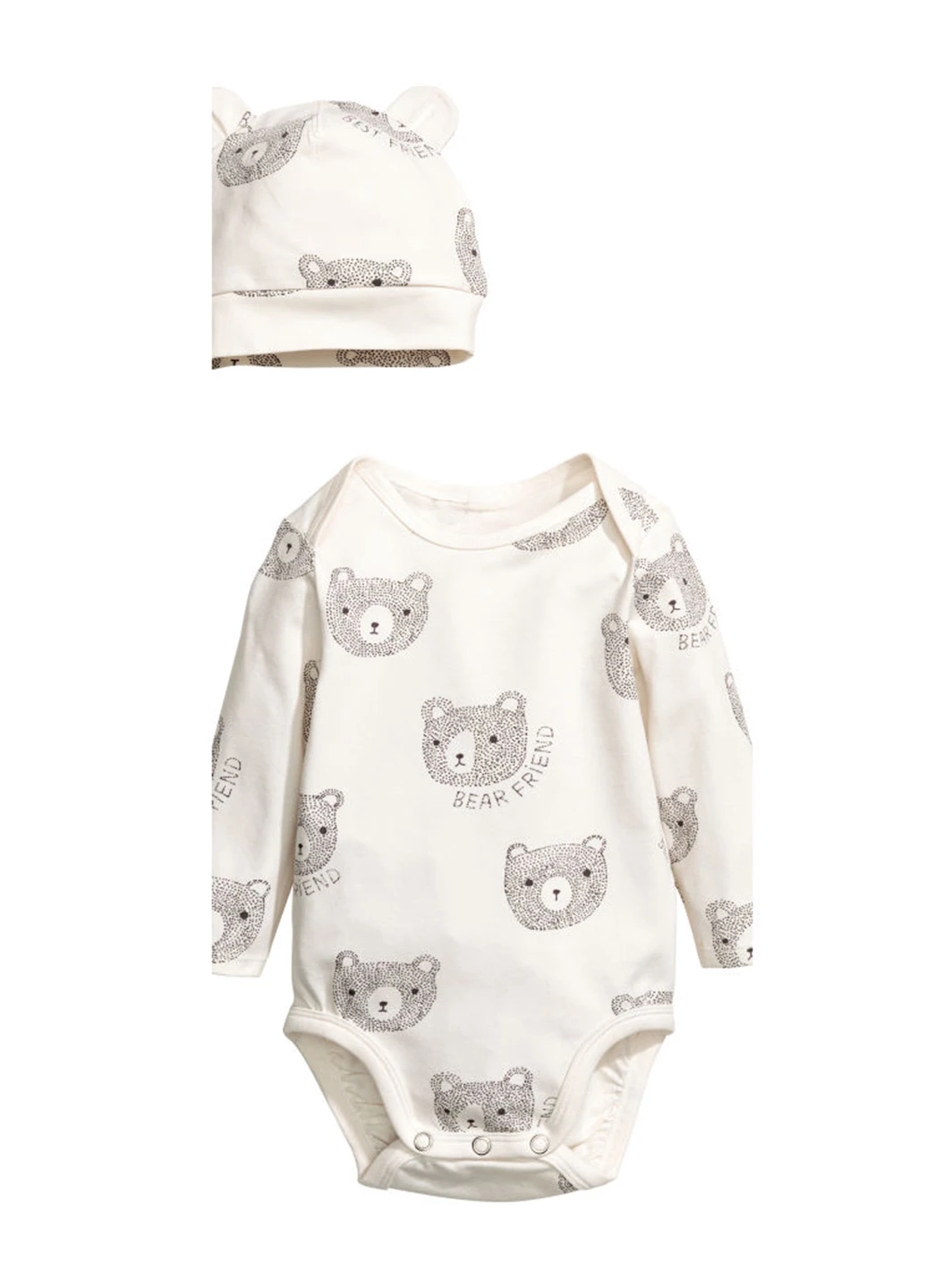 Белый демисезонный комплект (боди, брюки, шапка) H&M