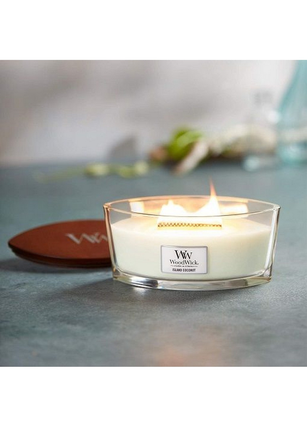 Ароматическая свеча в стекле Ellipse Island Coconut 453 г (76115E) WoodWick (227516169)