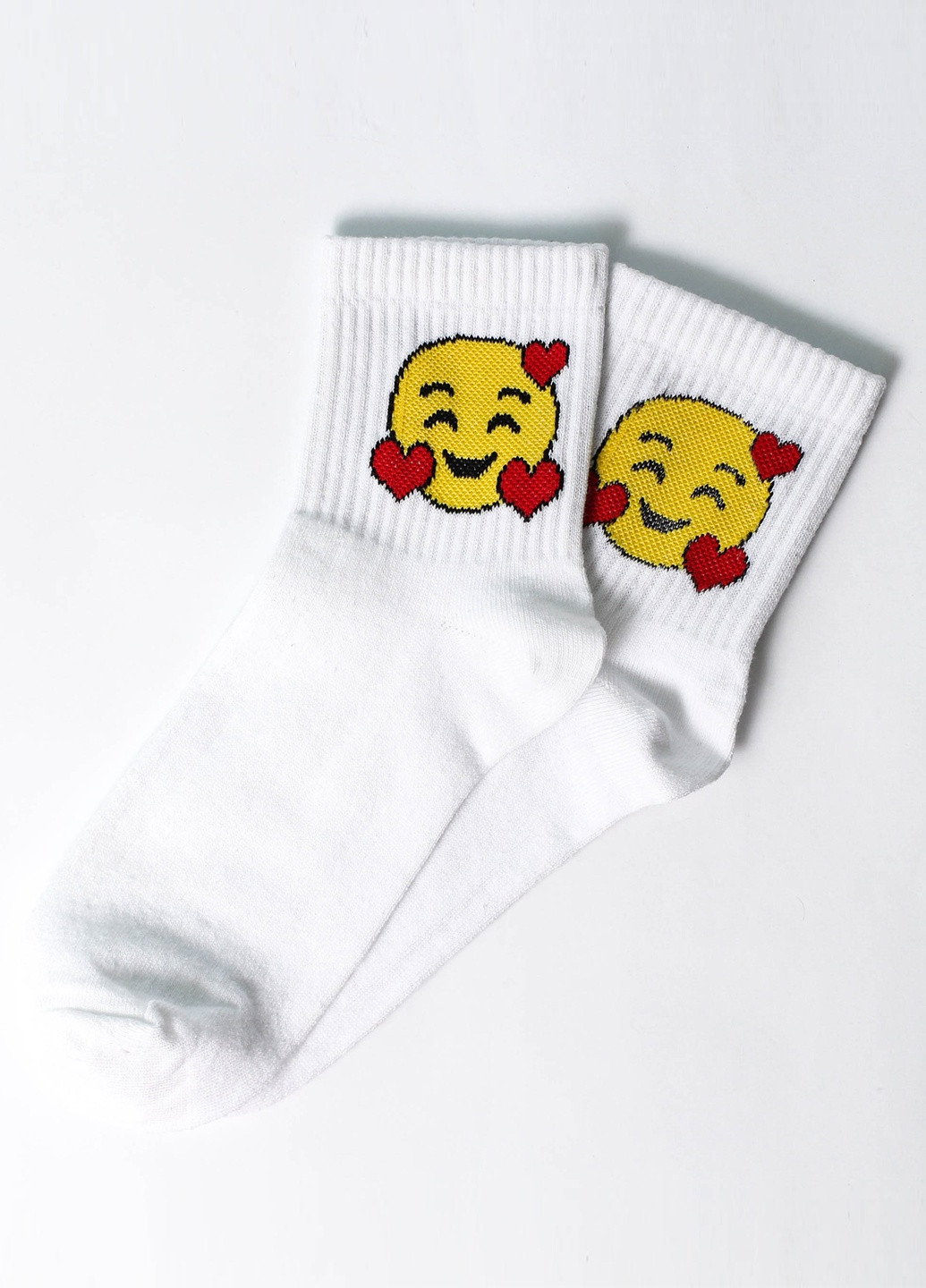 Белые носки смайлы с сердцем Rock'n'socks рисунки (211258834)