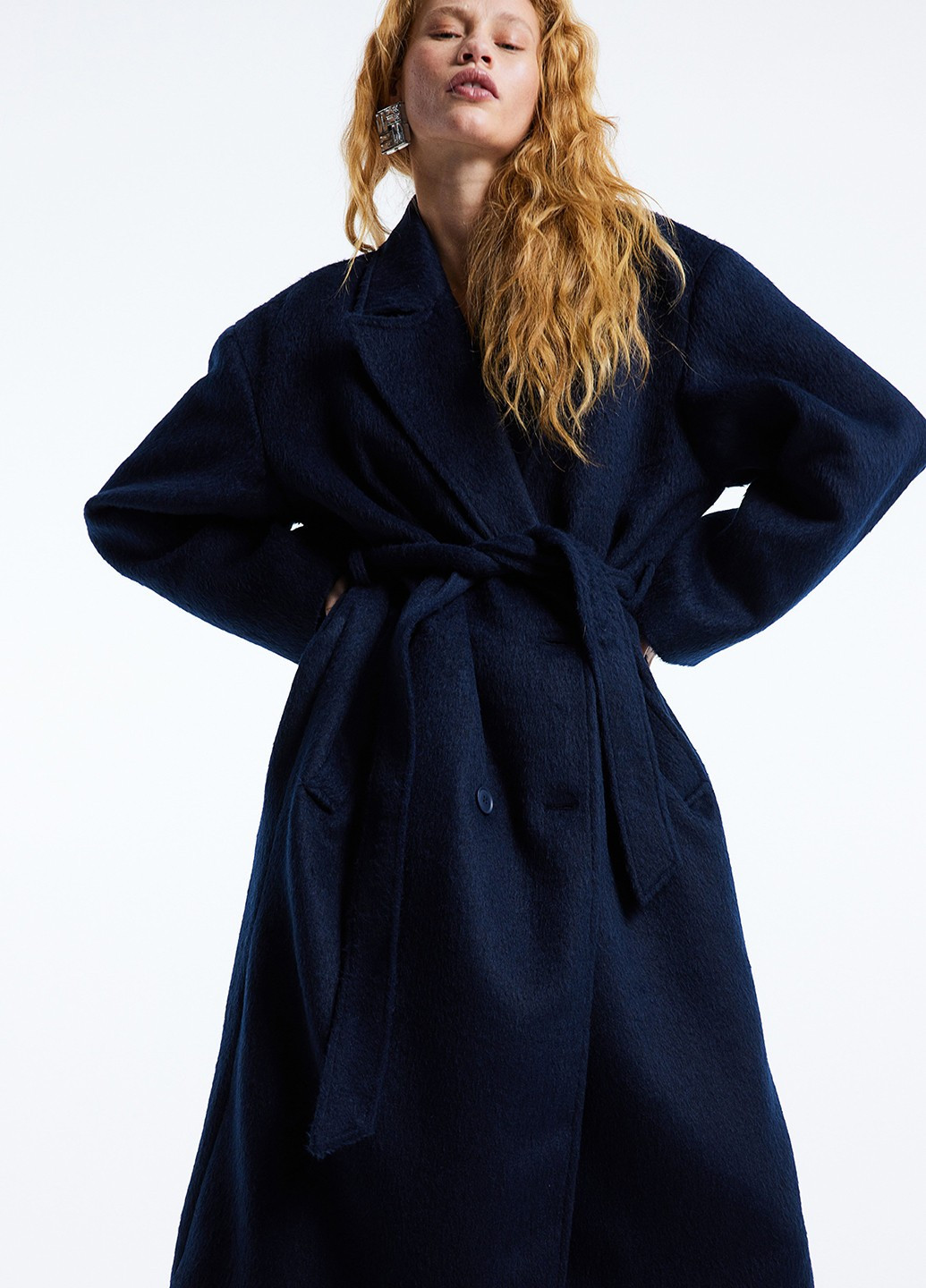 Темно-синє демісезонне Пальто двобортне H&M