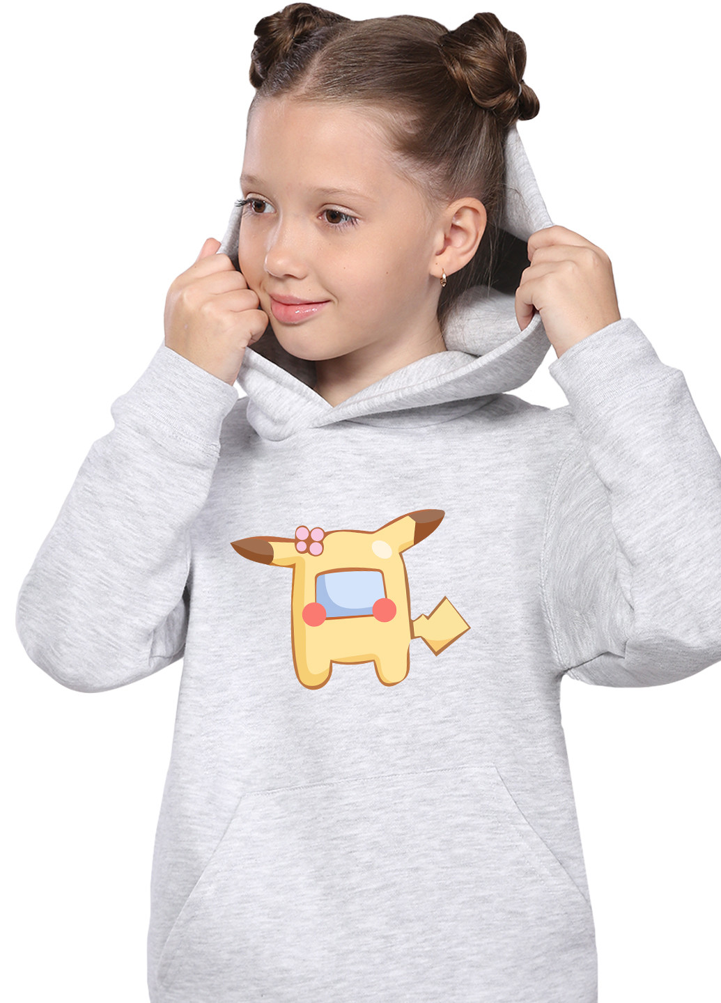 Худи для девочек Амонг Ас Покемон Пикачу (Among Us Pokemon Pikachu) Кенгуру детский (9298-2419) MobiPrint (219061720)