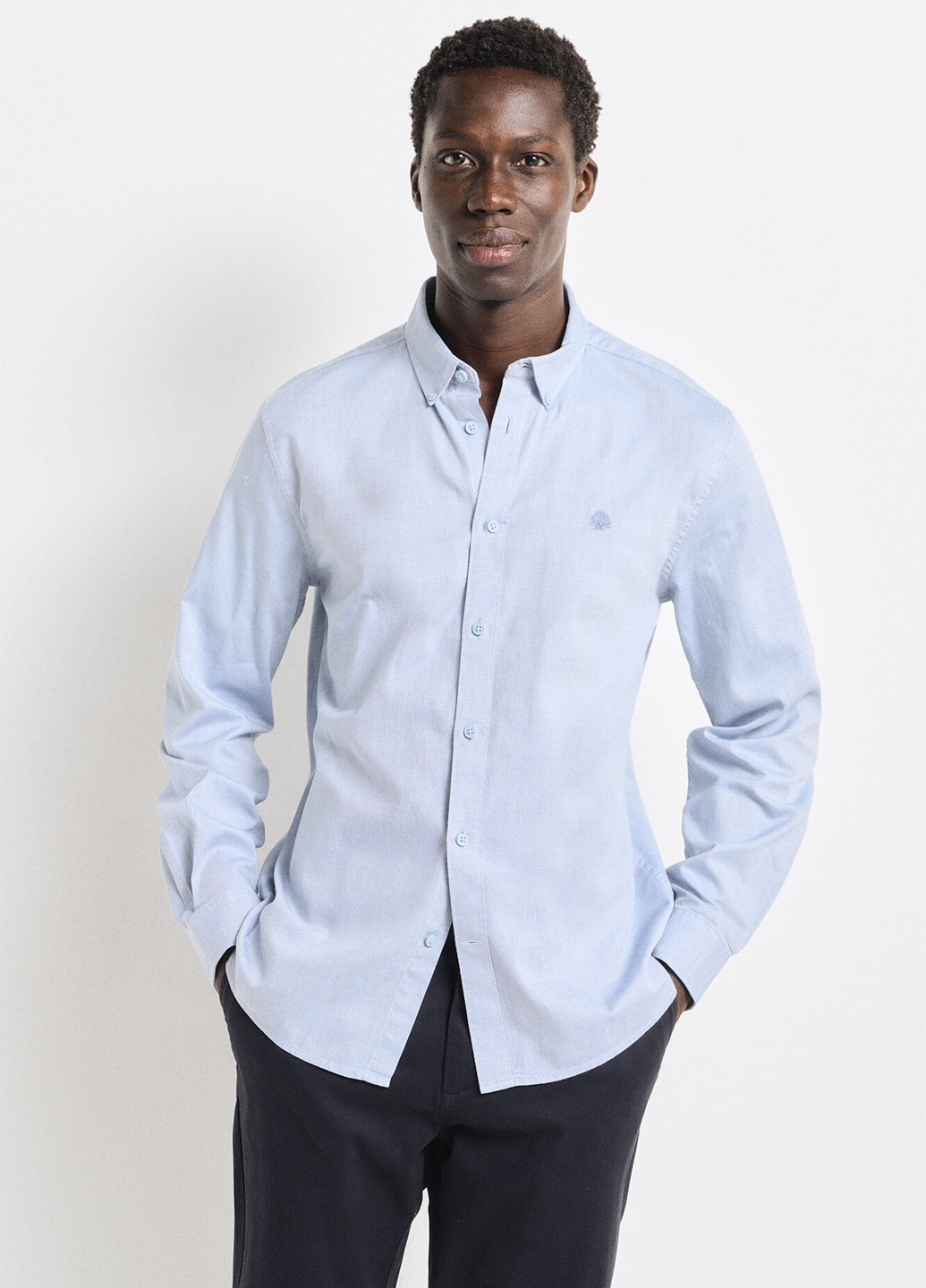 Голубой кэжуал рубашка однотонная Springfield