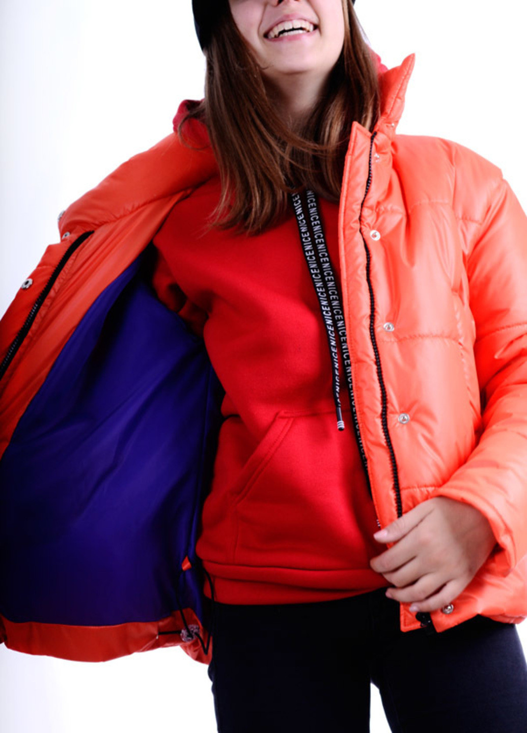 Помаранчева демісезонна демісезонна укорочена куртка оверсайз Luxik демисезонная куртка