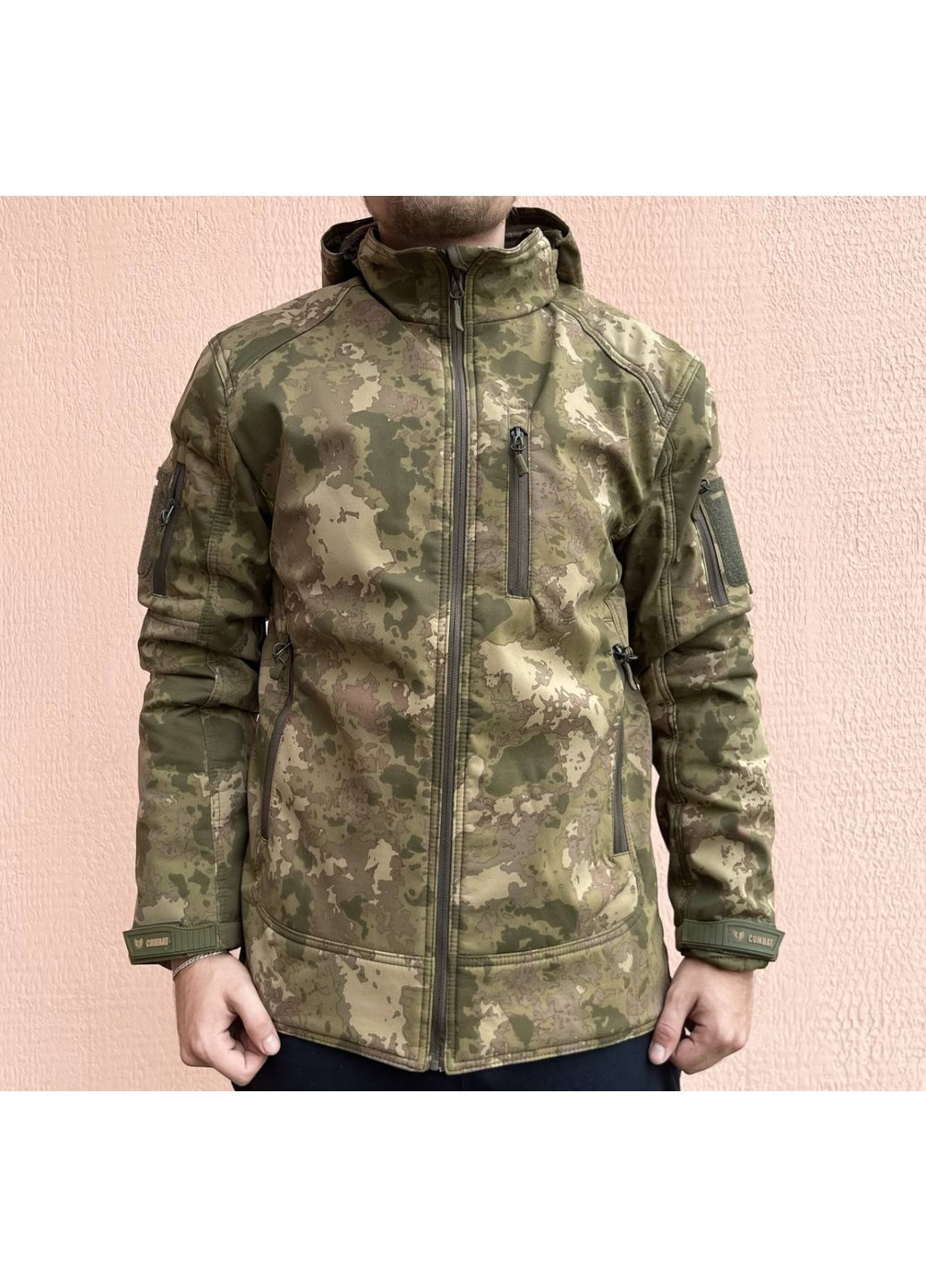 Оливкова (хакі) демісезонна куртка чоловіча тактична мультикам туреччина софтшел soft-shell зсу (зсу) m 8068 Combat