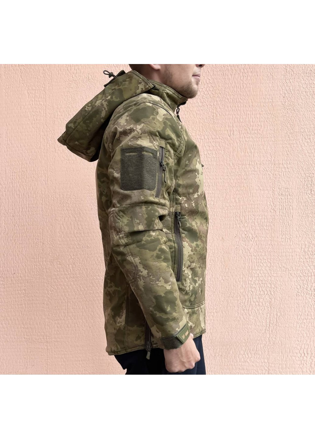 Оливковая (хаки) демисезонная куртка мужская тактическая мультикам турция софтшел soft-shell всу (зсу) m 8068 Combat