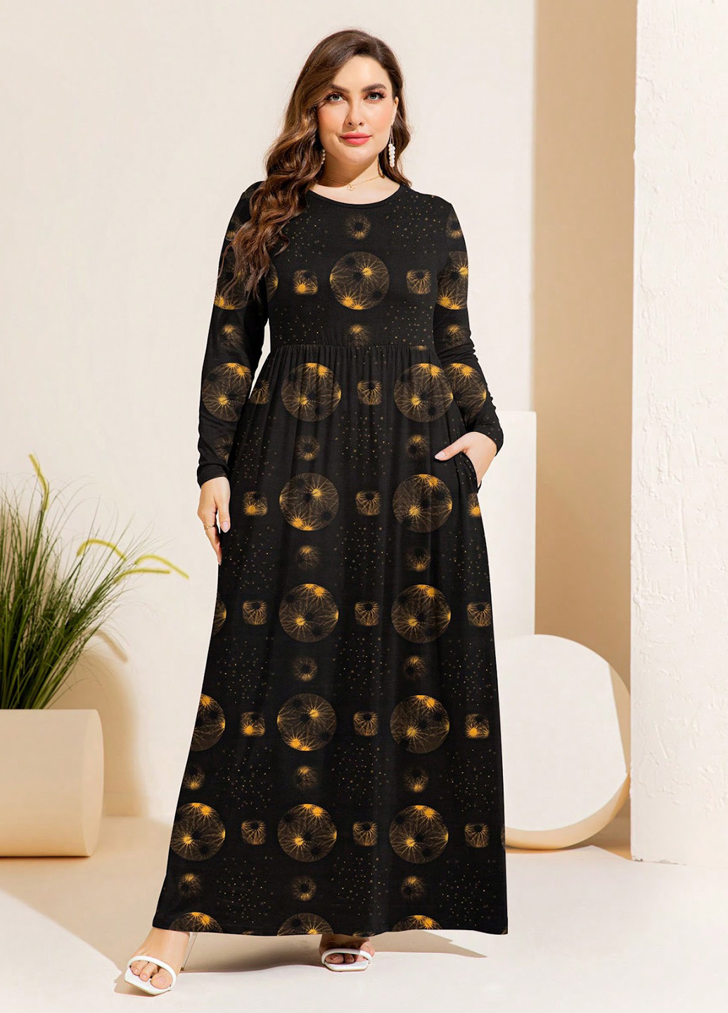 Чорна кежуал сукня кльош SHEIN космос