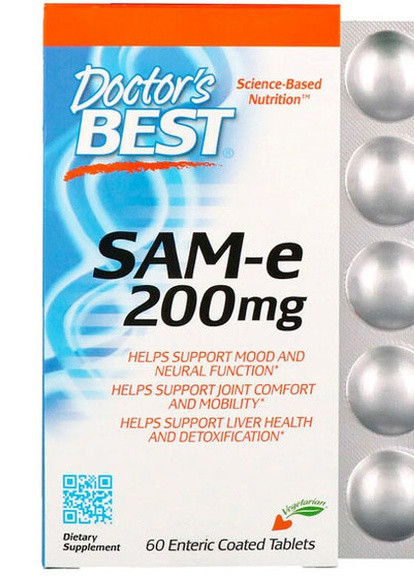 SAM-E (S-Adenosyl-L-Methionine) 200 mg 60 Tabs DRB-00206 Doctor's Best (256380242)
