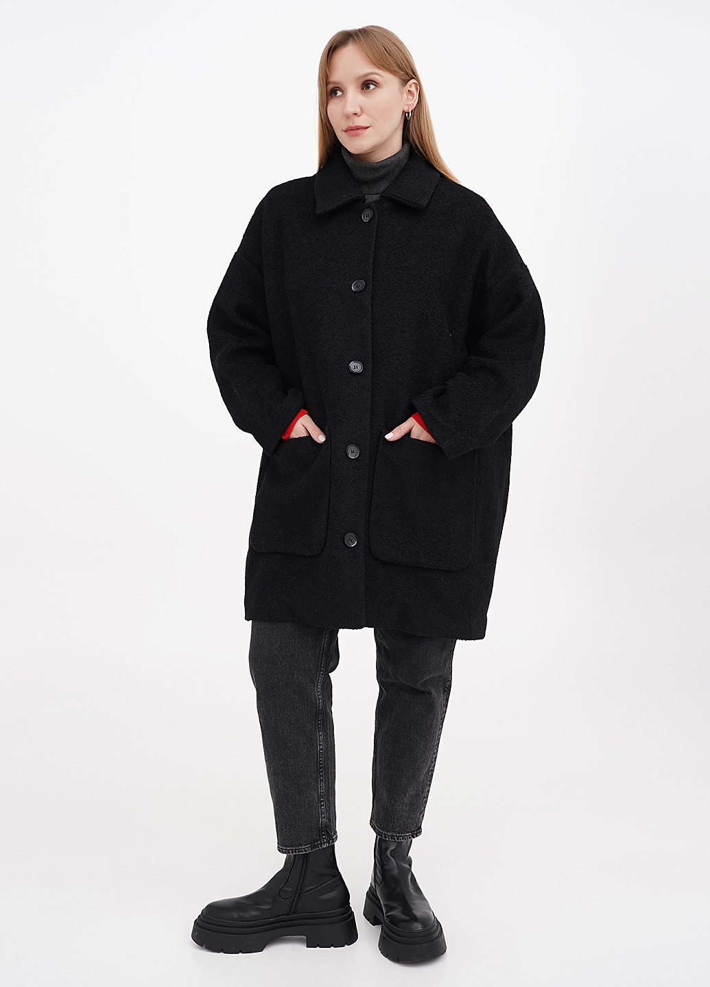 Черное демисезонное Пальто однобортное Monki