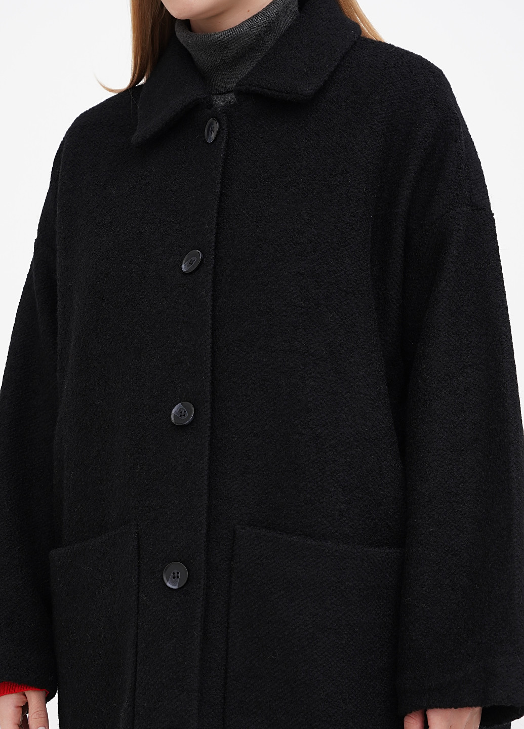 Черное демисезонное Пальто однобортное Monki