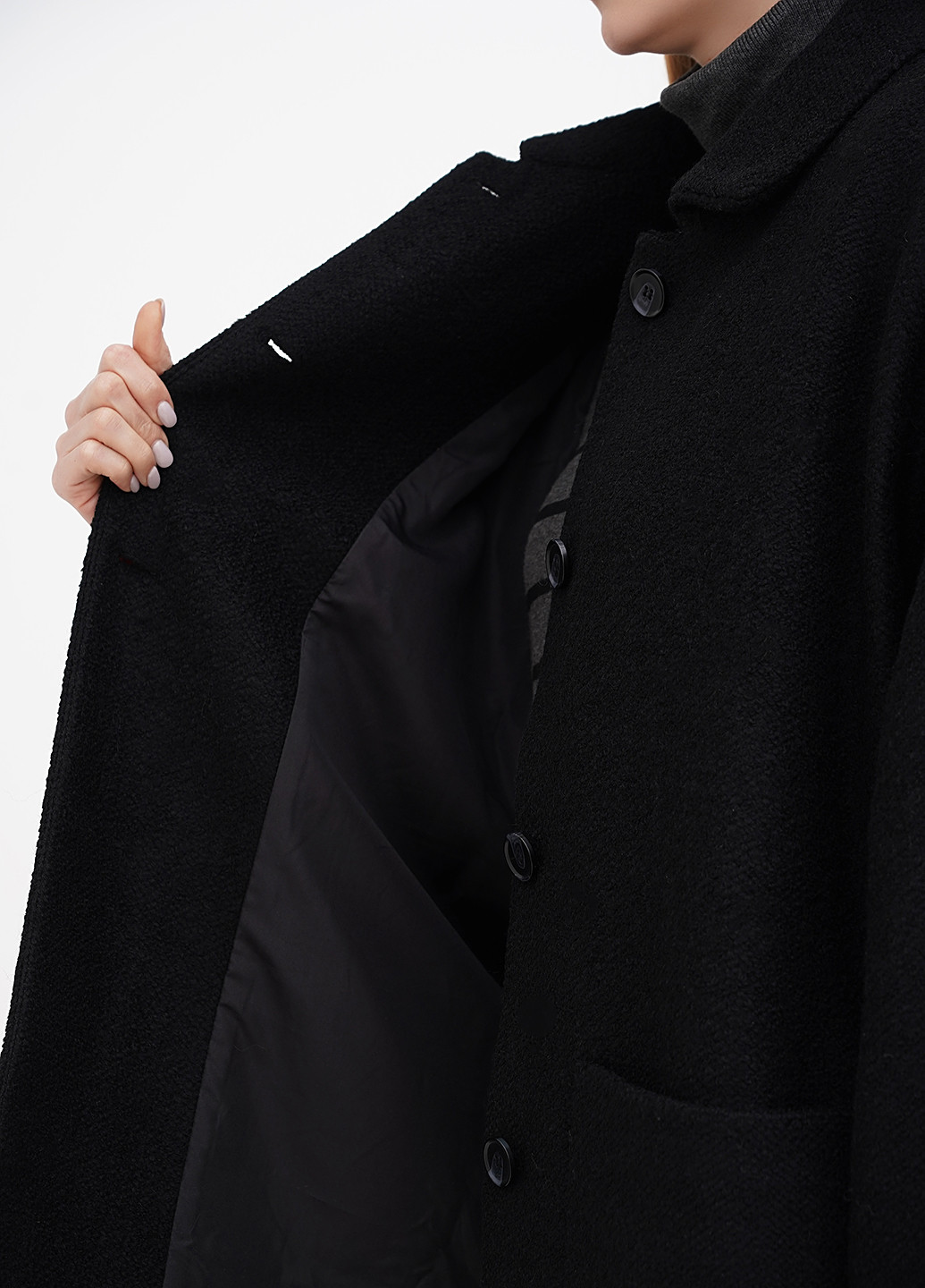 Черное демисезонное Пальто однобортное Monki