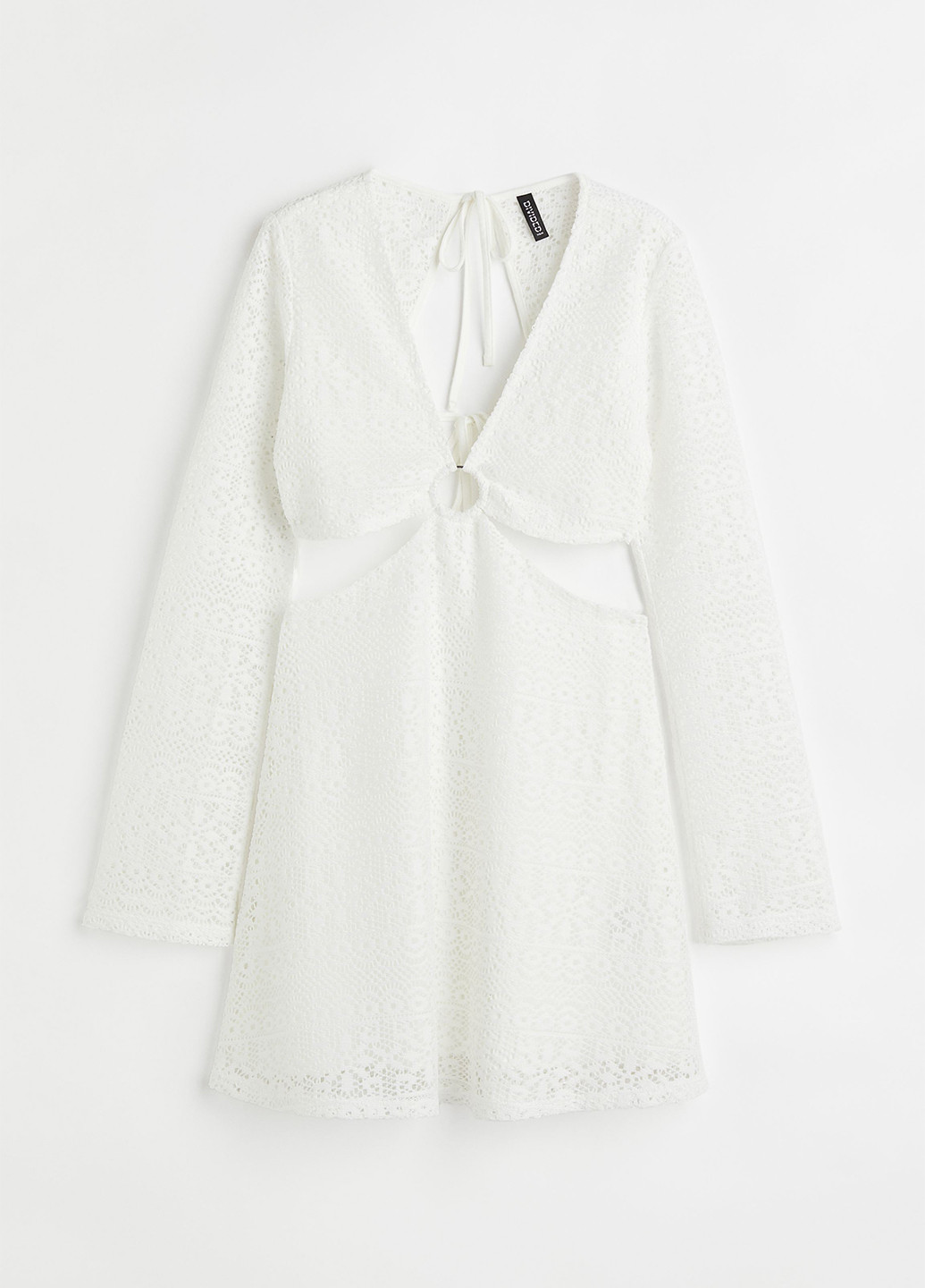 Белое кэжуал платье с открытой спиной, клеш H&M однотонное