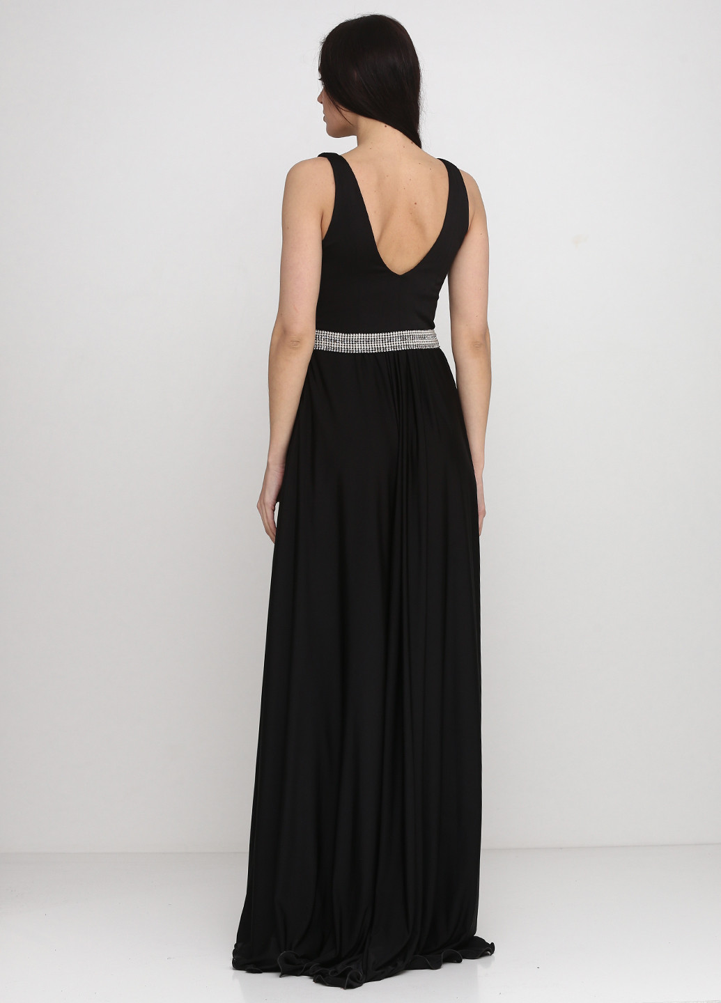 Черное вечернее платье в греческом стиле Chantal Temam однотонное
