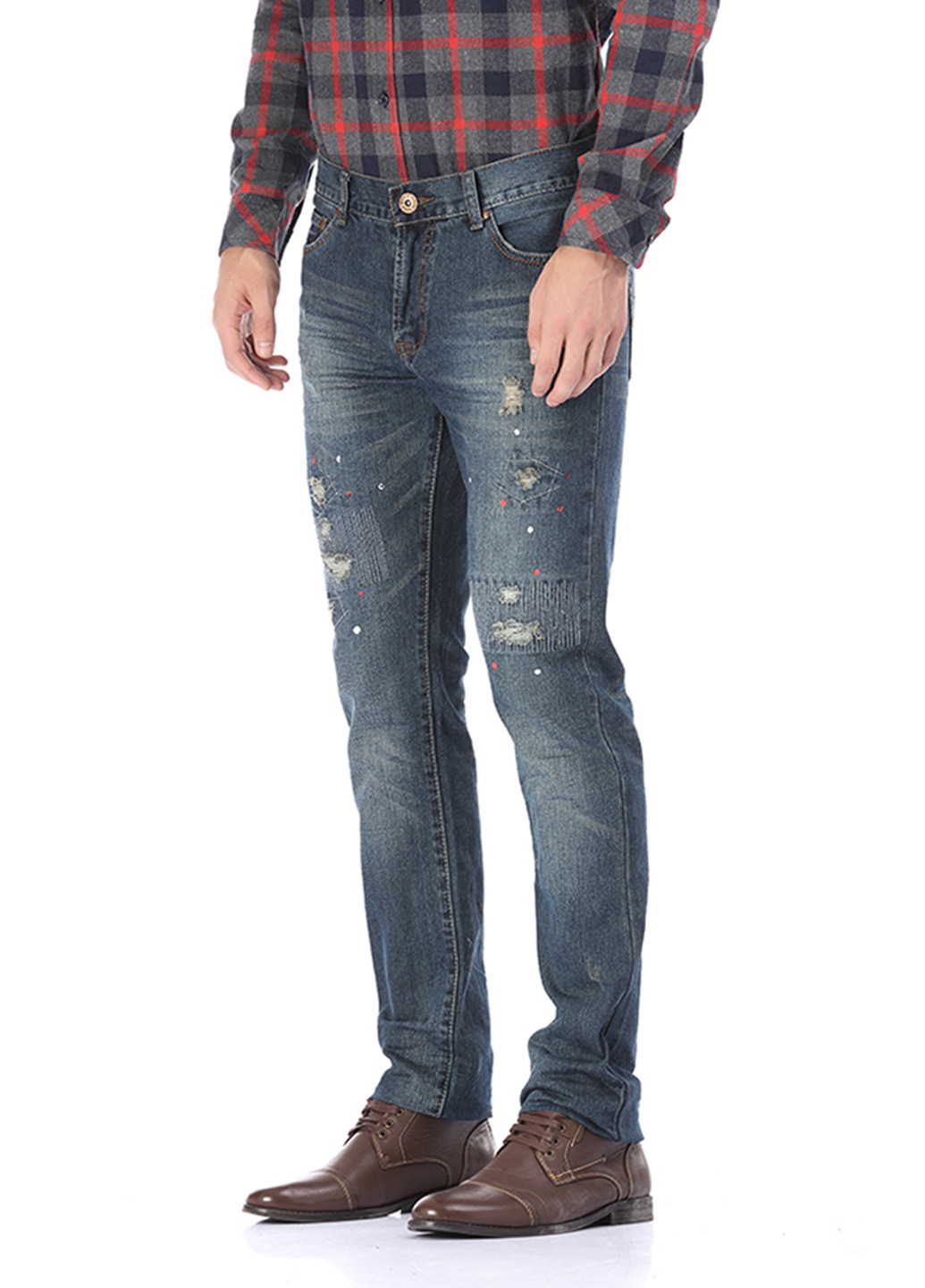 Синие демисезонные прямые джинсы Яavin