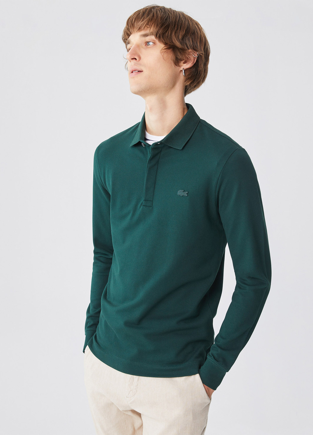 Морской волны футболка-поло для мужчин Lacoste однотонная