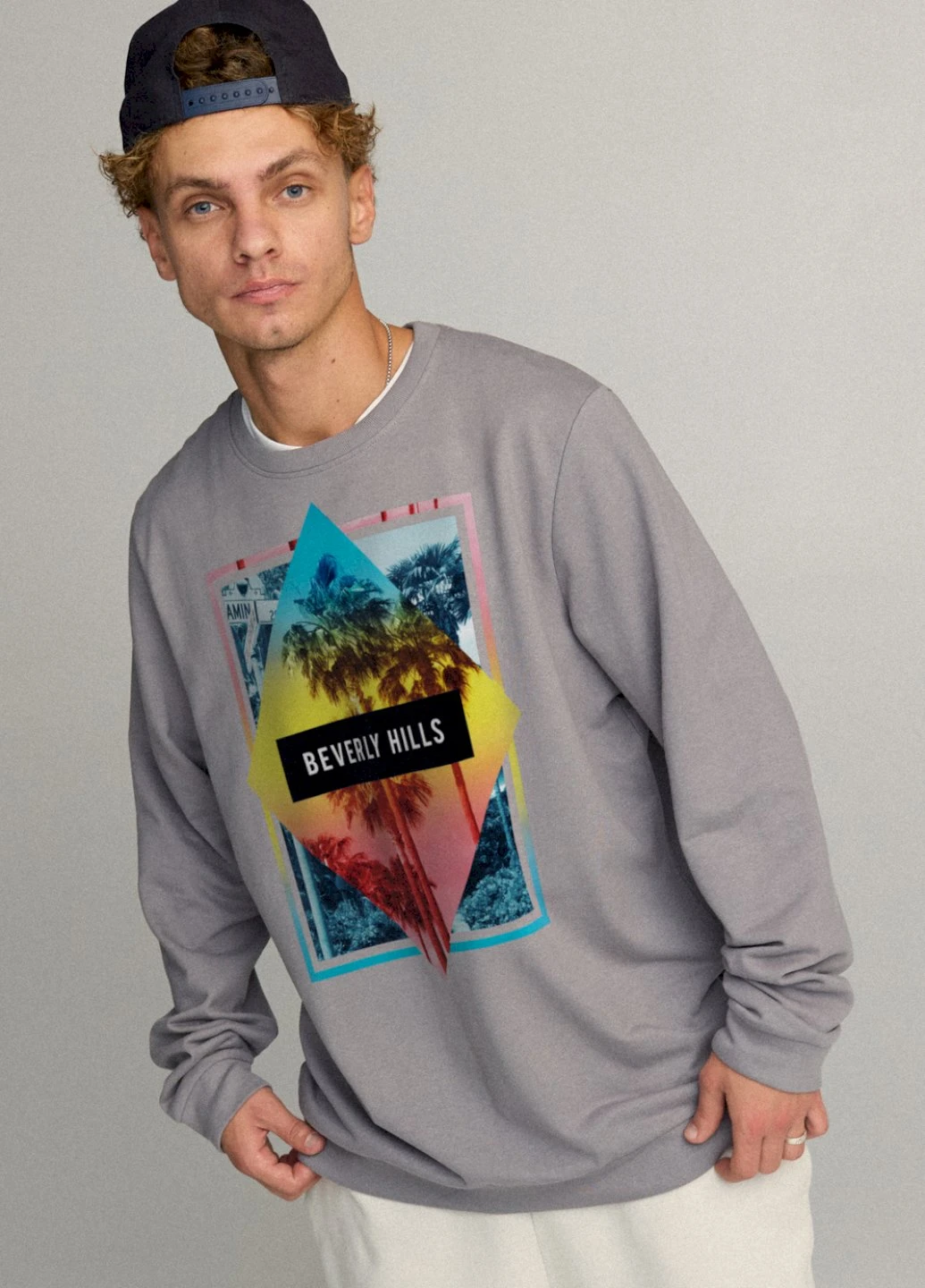Сірий світшот чоловічий oversize /no flis/ YAPPI (252258905)