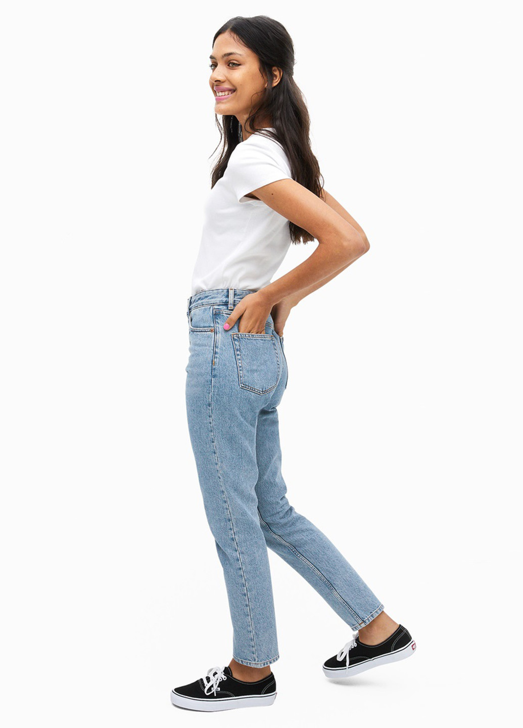 Джинси Monki прямі однотонні блакитні джинсові бавовна