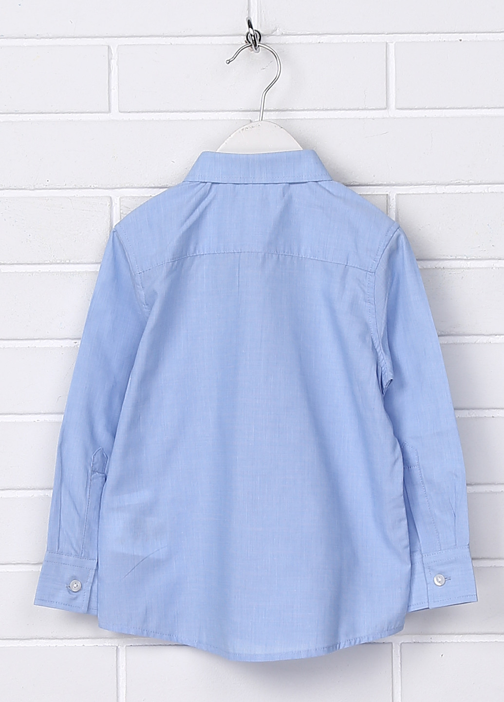 Голубой кэжуал рубашка однотонная H&M с длинным рукавом