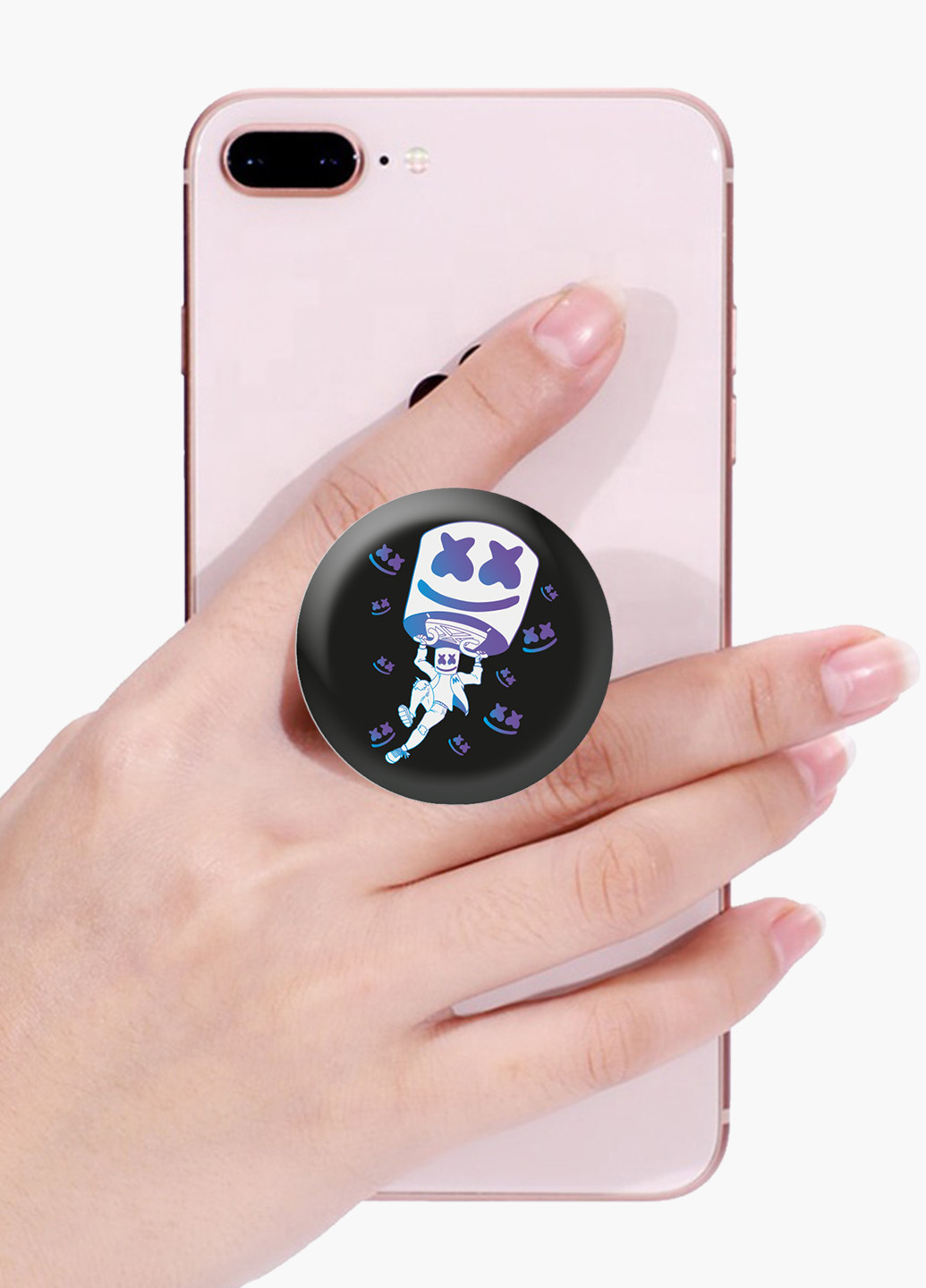 Попсокет (Popsockets) держатель для смартфона Маршмелло Фортнайт (Marshmello Fortnite) (8754-1329) Черный MobiPrint (216748449)