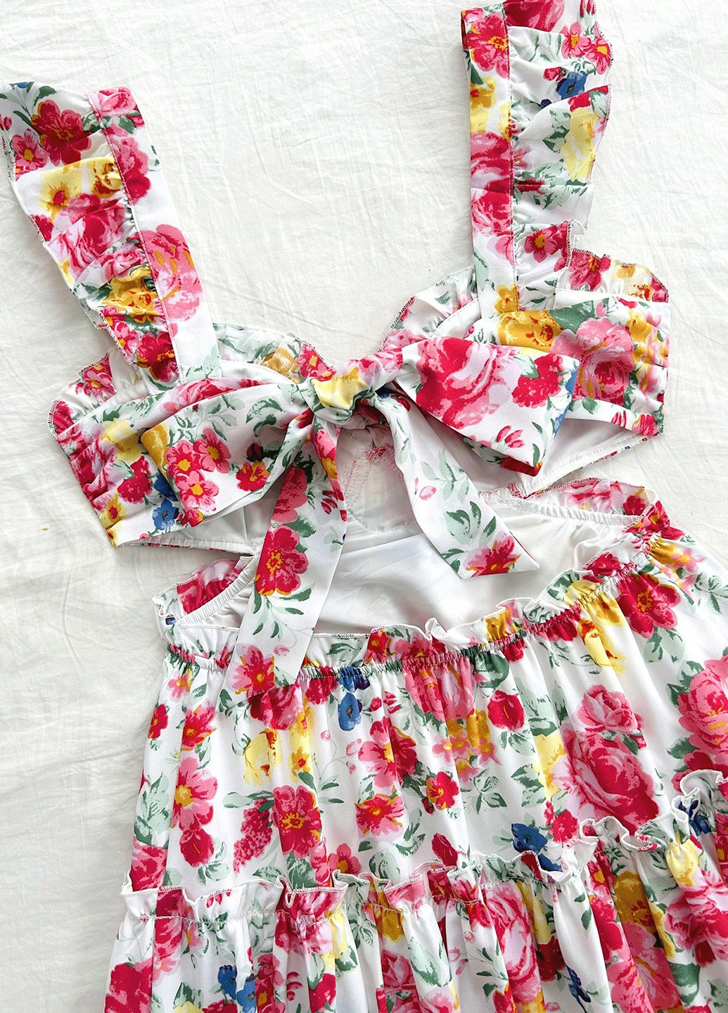 Комбинированное кэжуал платье клеш SHEIN с цветочным принтом