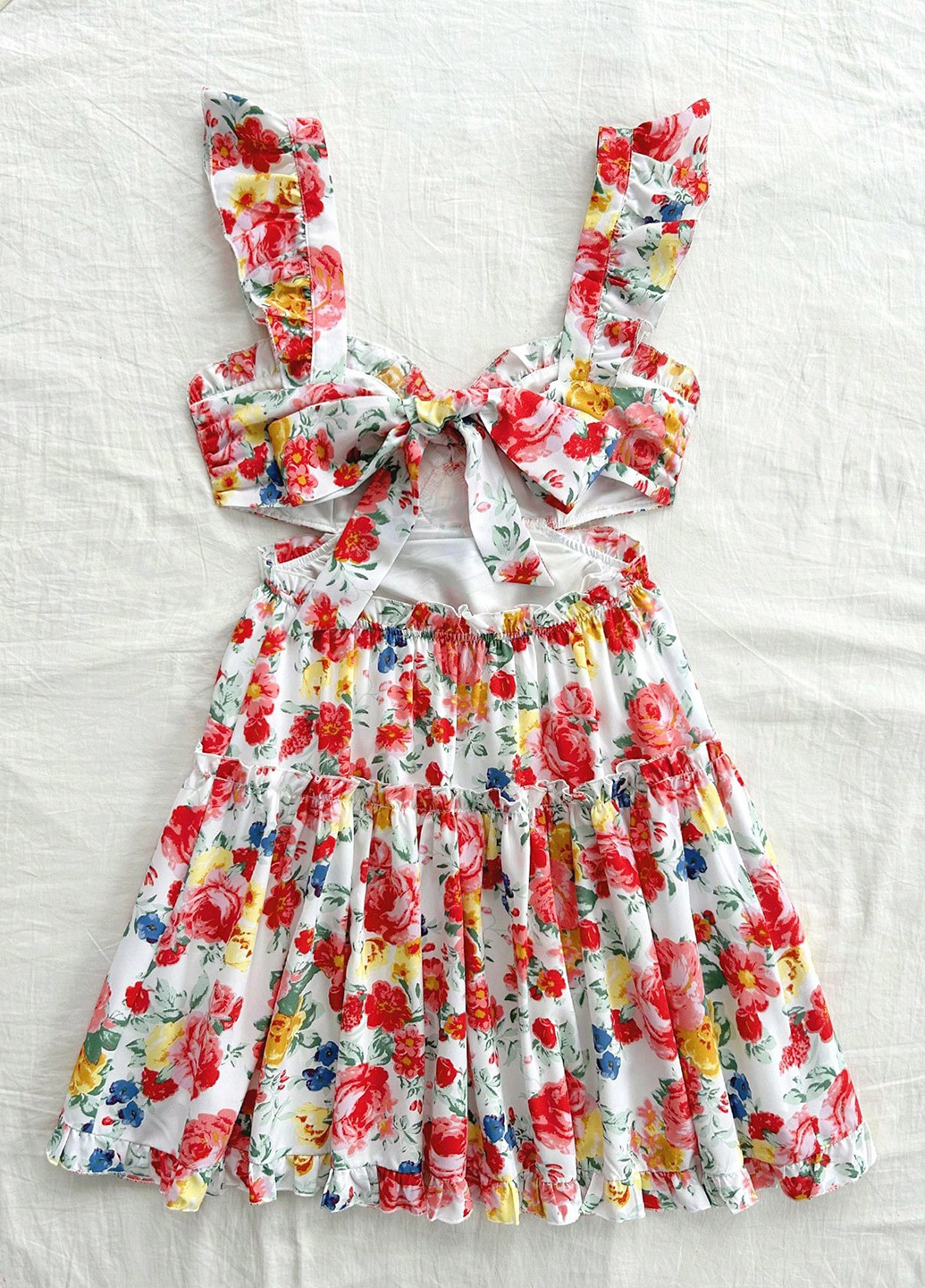 Комбинированное кэжуал платье клеш SHEIN с цветочным принтом