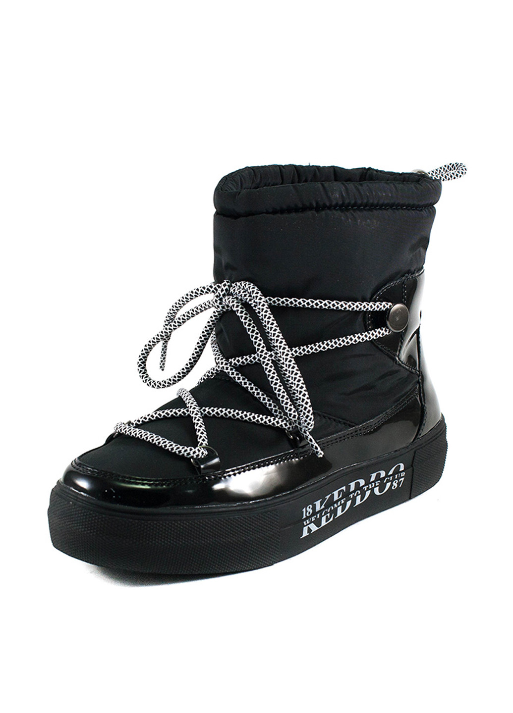 Черные дутики Keddo со шнурками с логотипом