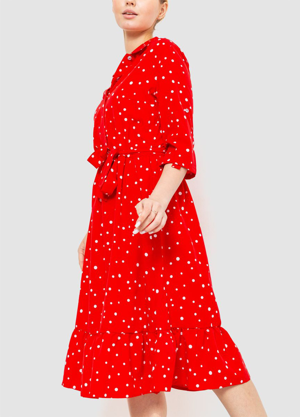 Красное кэжуал платье клеш Ager в горошек