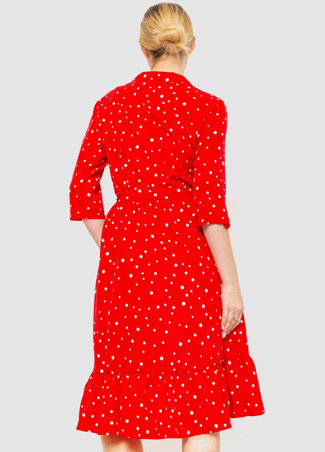 Красное кэжуал платье клеш Ager в горошек